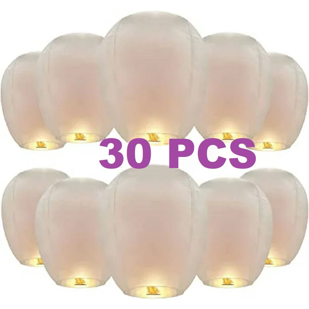ZAP Chinese Paper Lanterns,20 Pack White Paper Wishing Lanterns for Weddings, Birthday Party, New Years, Festival(White)