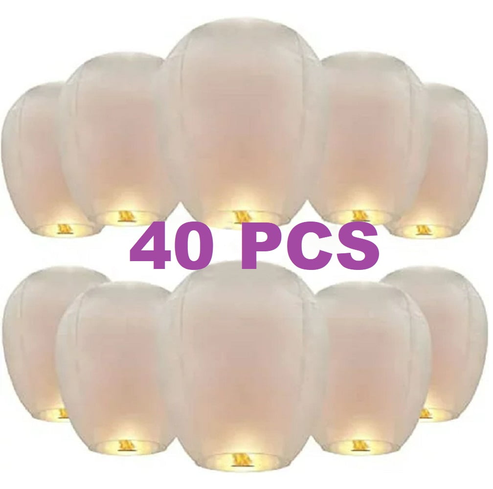 ZAP Chinese Paper Lanterns,20 Pack White Paper Wishing Lanterns for Weddings, Birthday Party, New Years, Festival(White)