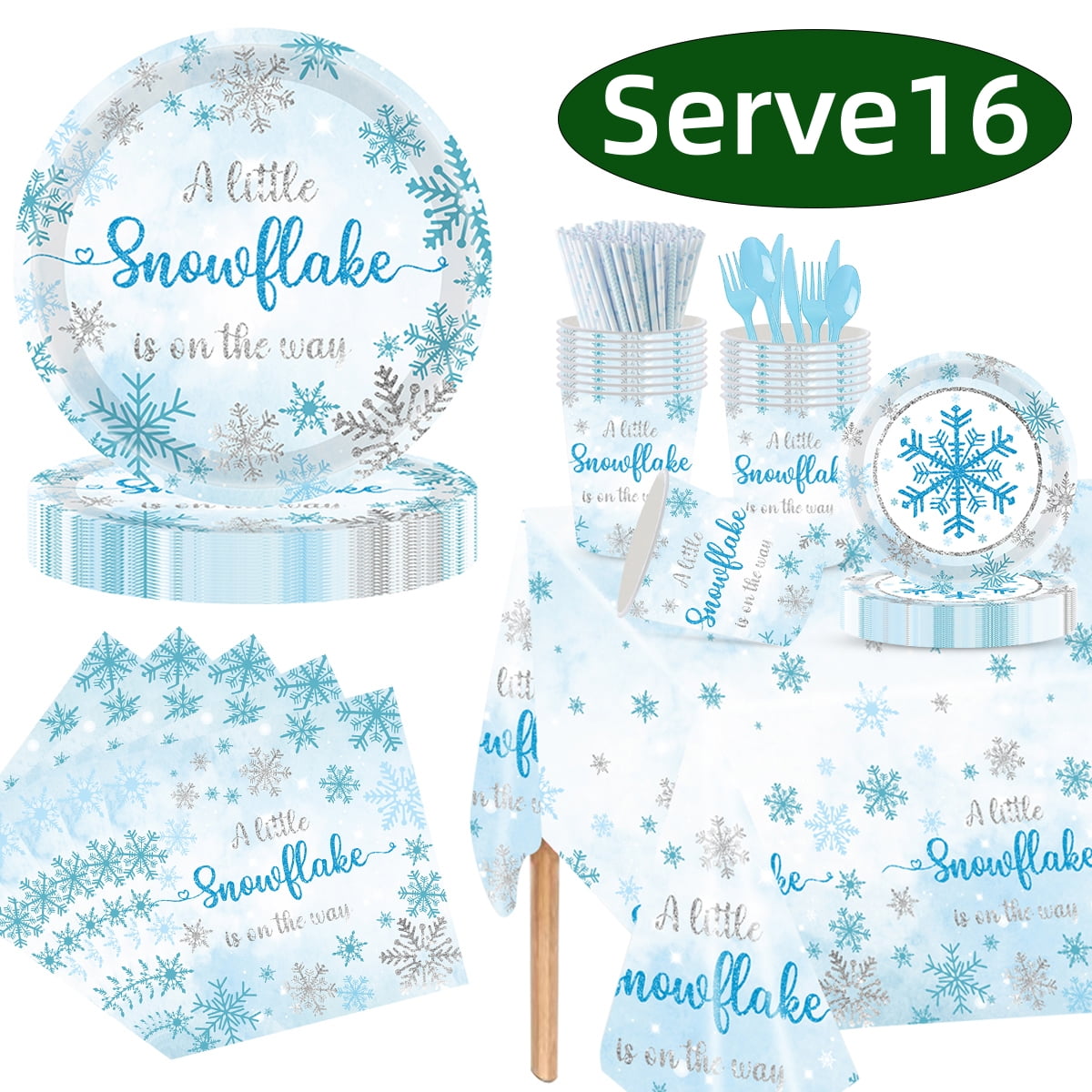 Christmas Paper Plates Party Supplies Decorations Disposable Christmas Dishes Napkins Dinnerware Tablecloth, Serve 16 Design2
