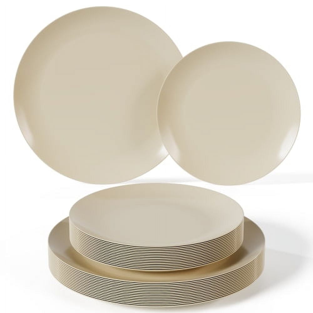 Crown Display 40-Piece Disposable Plates Set - White and Pomegranate Design - 20 Guests