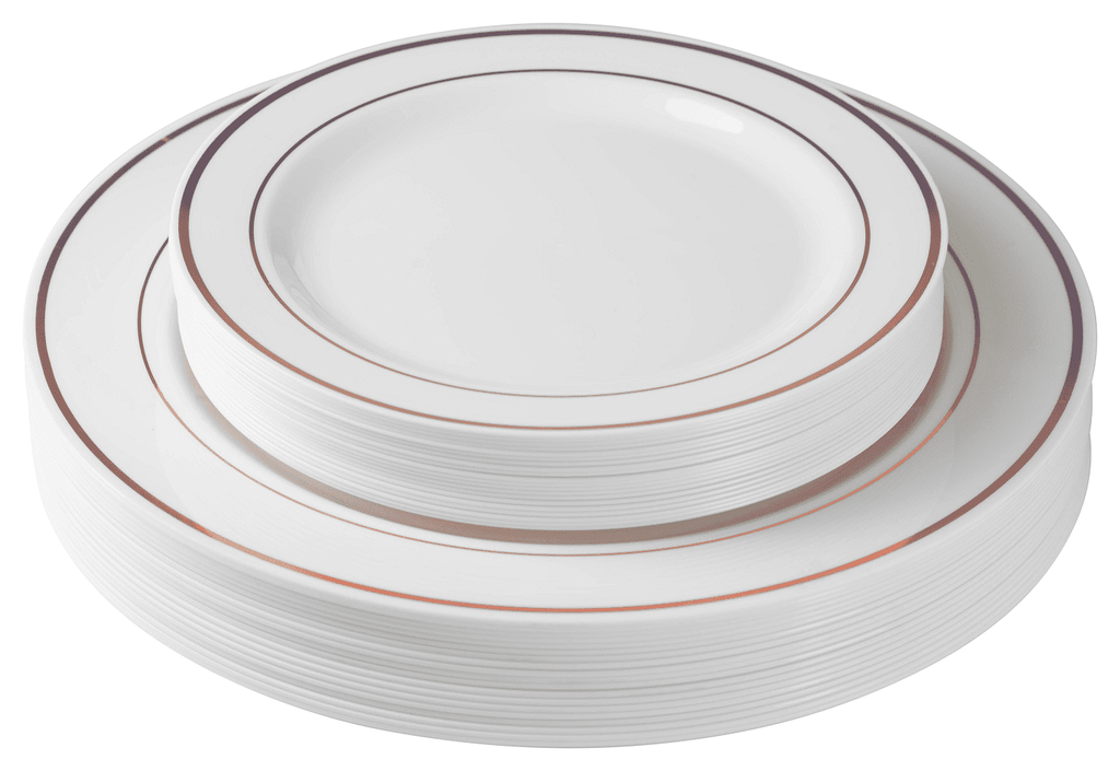 Crown Display Plastic Disposable Dinnerware Set - 60 Pcs - Wedding and Party Plates