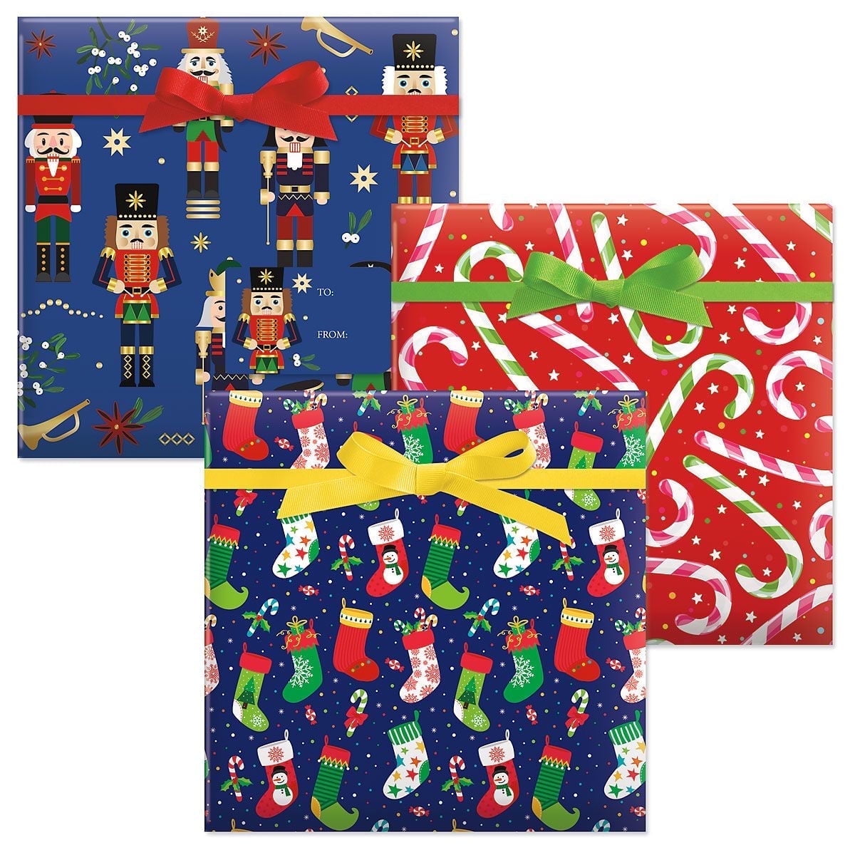 Current Jumbo Gift Wrap Paper Rolls, 3 pack- Horses, Evergreen, Cardinal Print