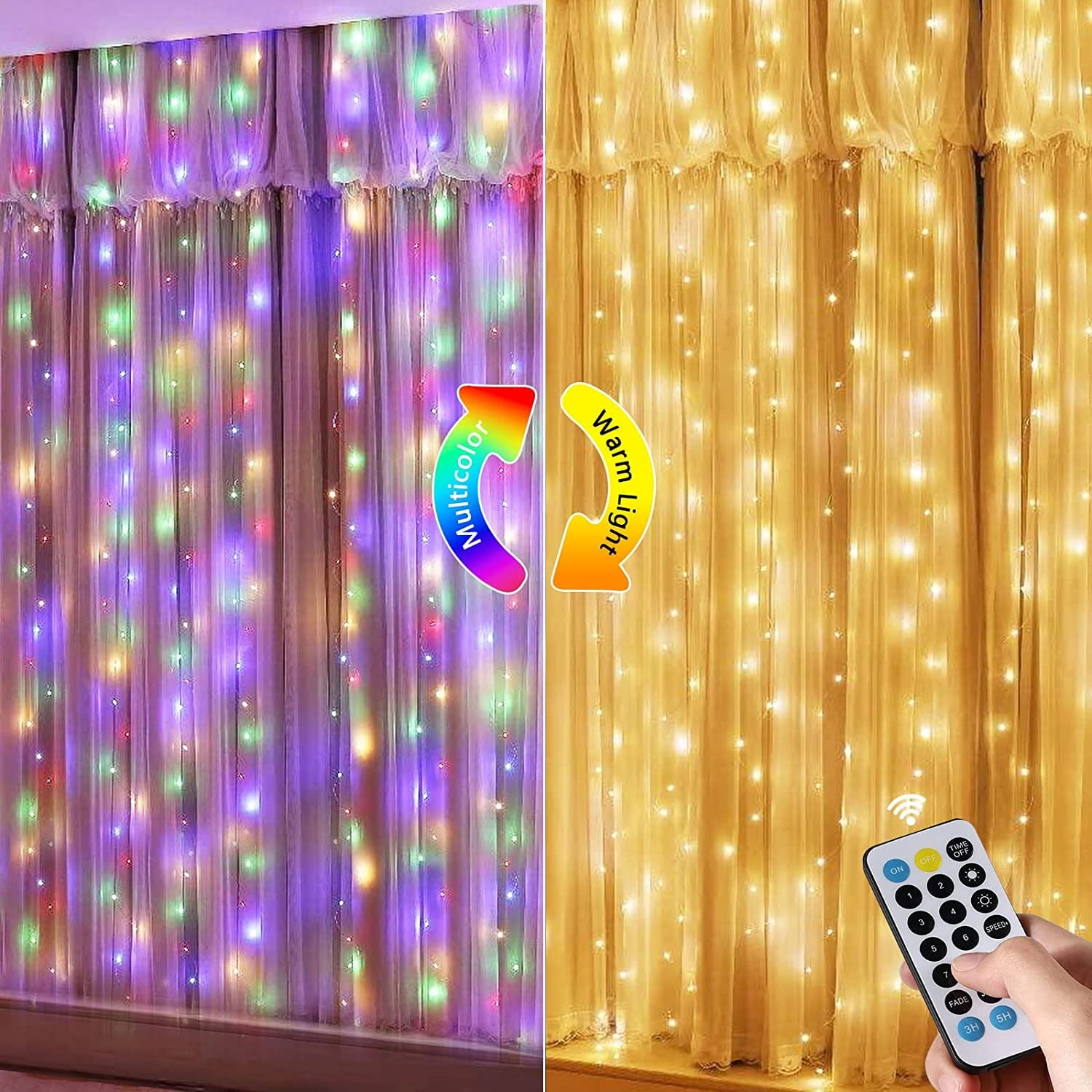 5 Star 11.8" String Light, 150 LED Lights with Remote 8 Lighting Mode, Warm White