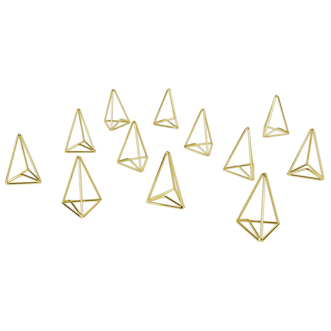 DIY Wedding Koyal Wholesale Modern Metal Geometric Triangle Wedding Place Card Holders, Set of 12 Gold