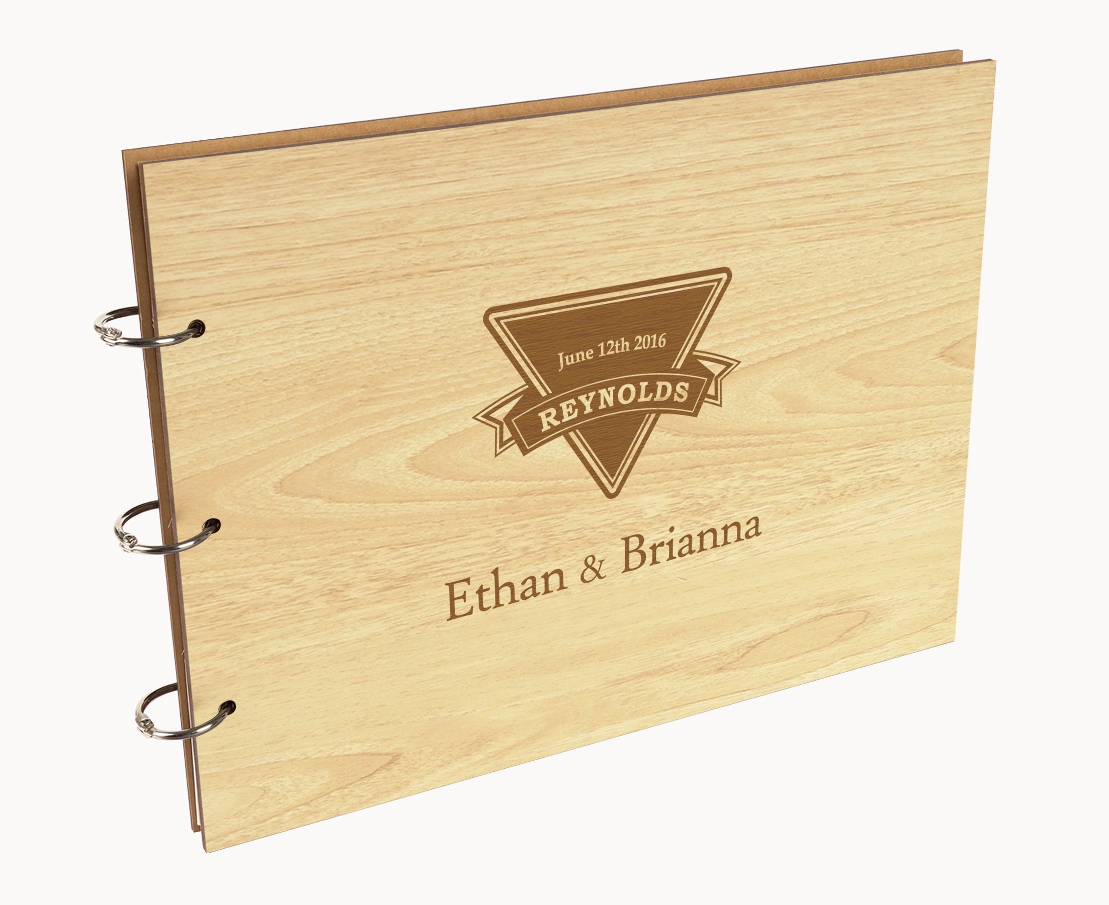 Darling Souvenir Personalized Engraved Laser Cut Wedding Guest Book Wooden Cover Sign-in Book Registry Guestbook Scrapbook-3G