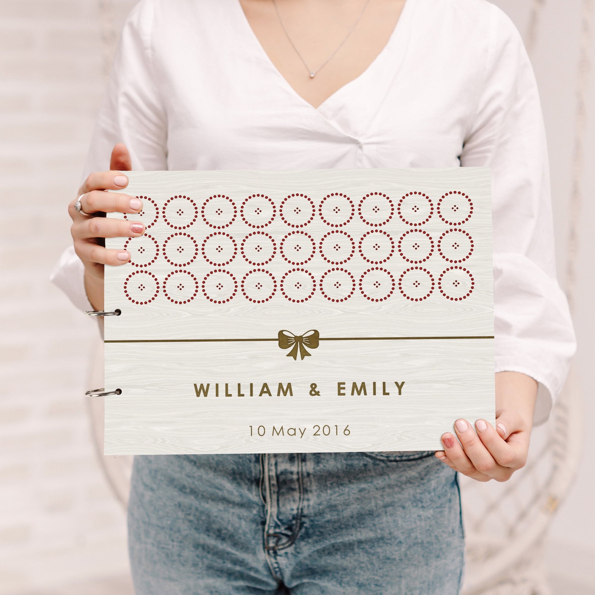 Darling Souvenir Personalized Engraved Laser Cut Wedding Guest Book Wooden Cover Sign-in Book Registry Guestbook Scrapbook-F8