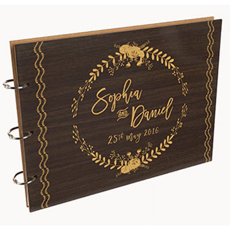 Darling Souvenir Personalized Engraved Laser Cut Wedding Guest Book Wooden Cover Sign-in Book Registry Guestbook Scrapbook-TZ