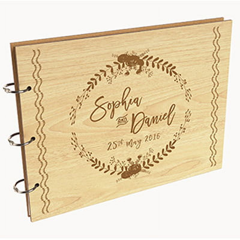 Darling Souvenir Personalized Engraved Laser Cut Wedding Guest Book Wooden Cover Sign-in Book Registry Guestbook Scrapbook-TZ