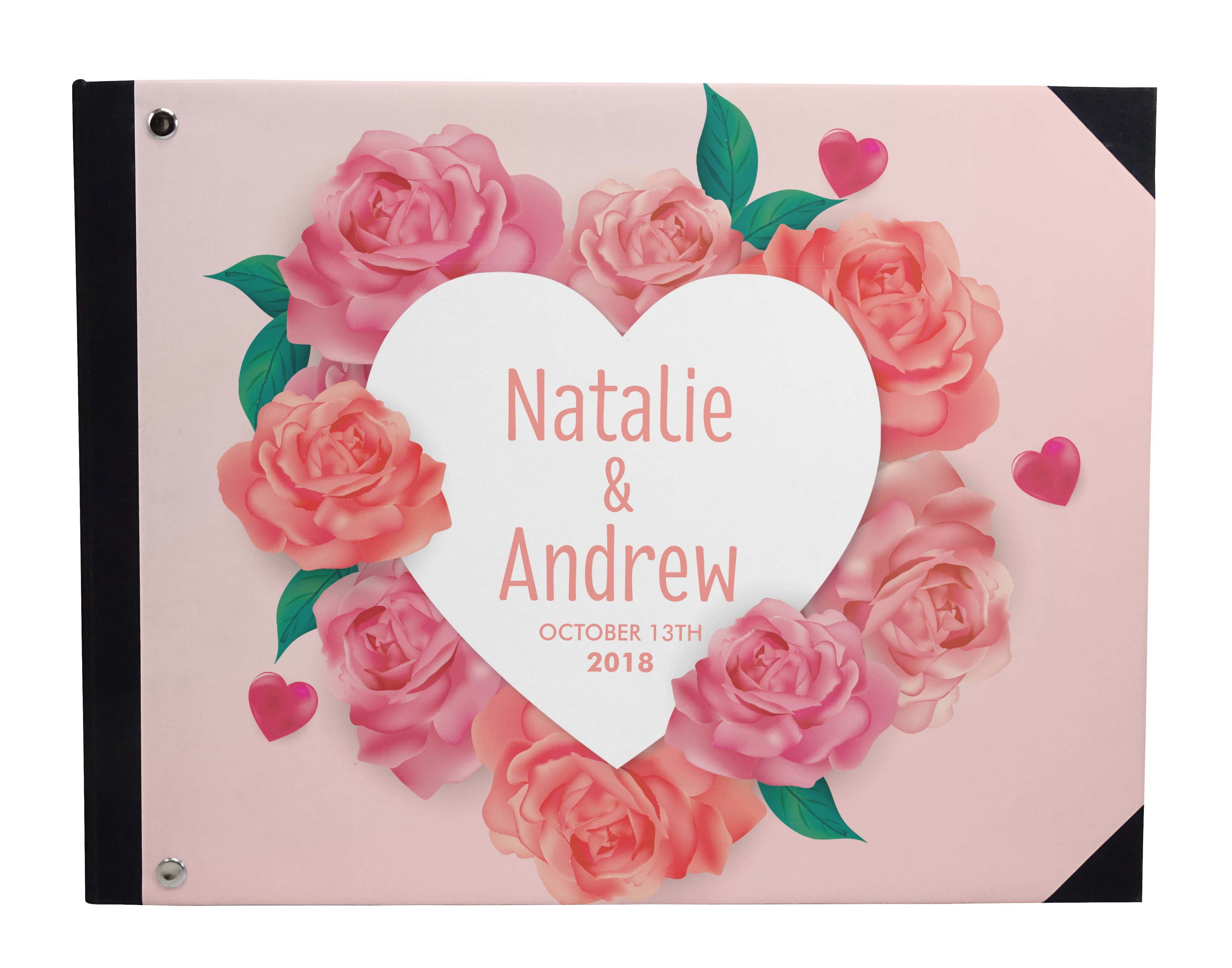 Darling Souvenir White Hanging Heart Wedding Guest Book Hardbound Guest Sign-In Book Guest Registry Guestbook-9 x 12 Inches