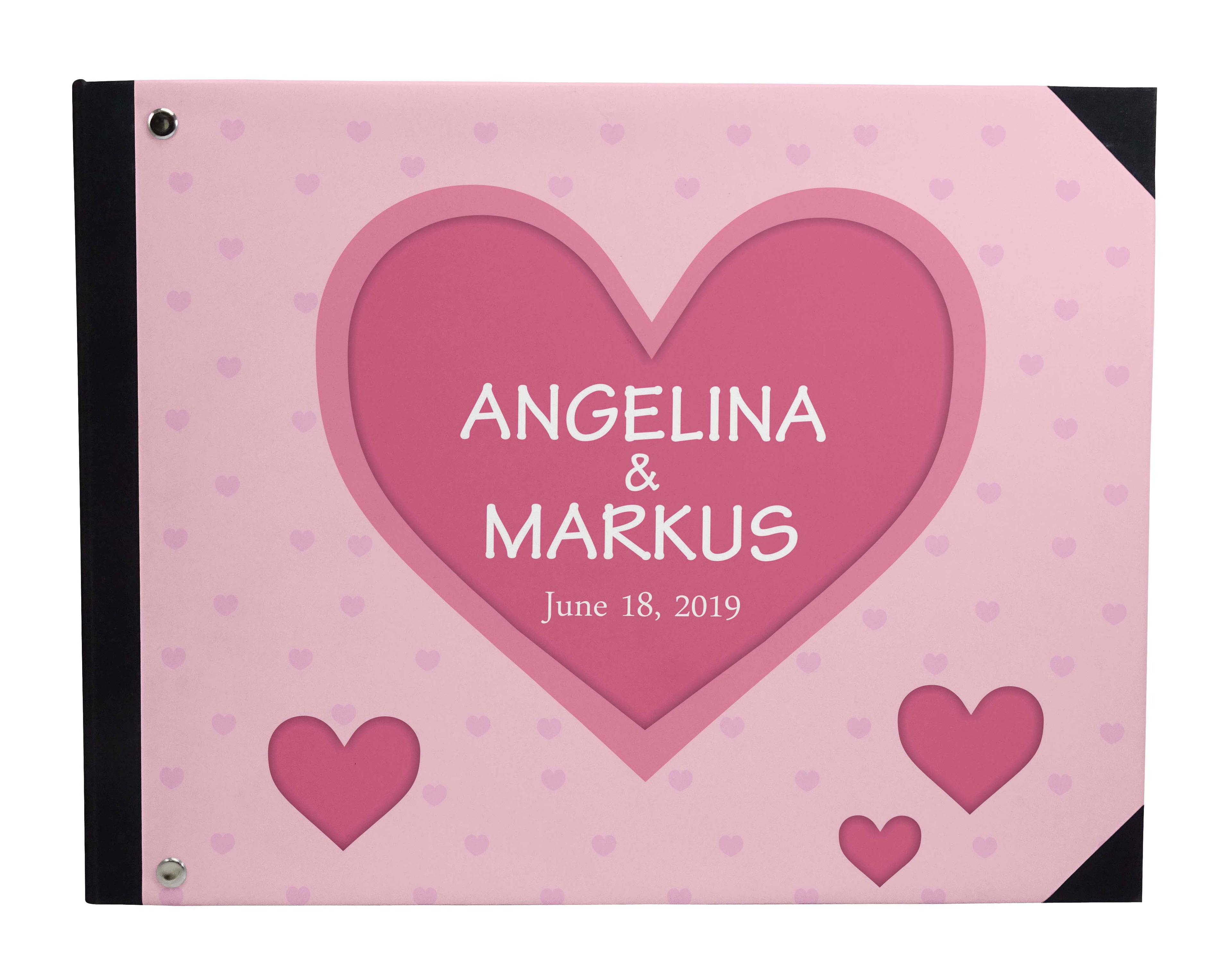 Darling Souvenir White Hanging Heart Wedding Guest Book Hardbound Guest Sign-In Book Guest Registry Guestbook-9 x 12 Inches