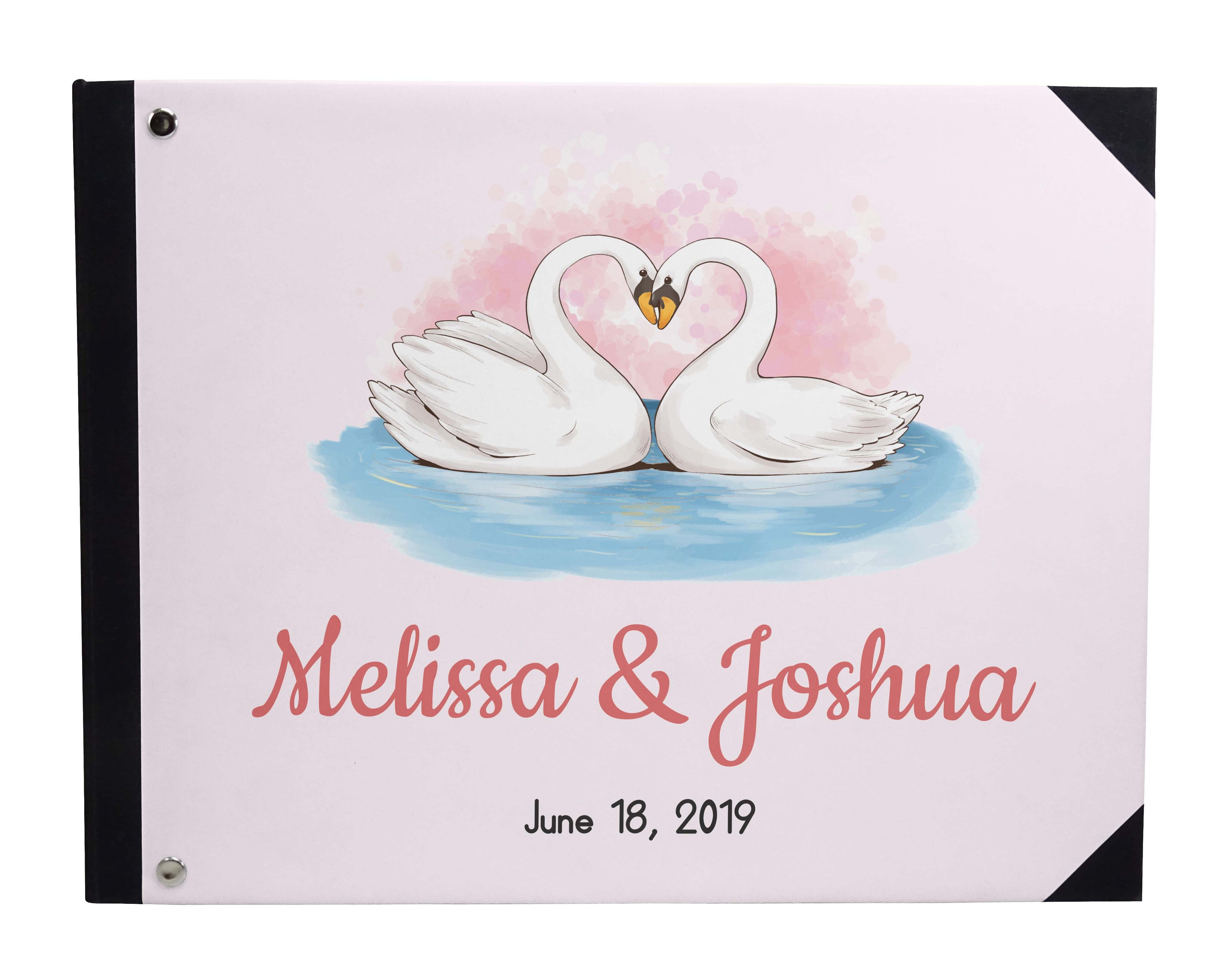 Darling Souvenir White Hanging Heart Wedding Guest Book Hardbound Guest Sign-In Book Guest Registry Guestbook-9 x 12 Inches