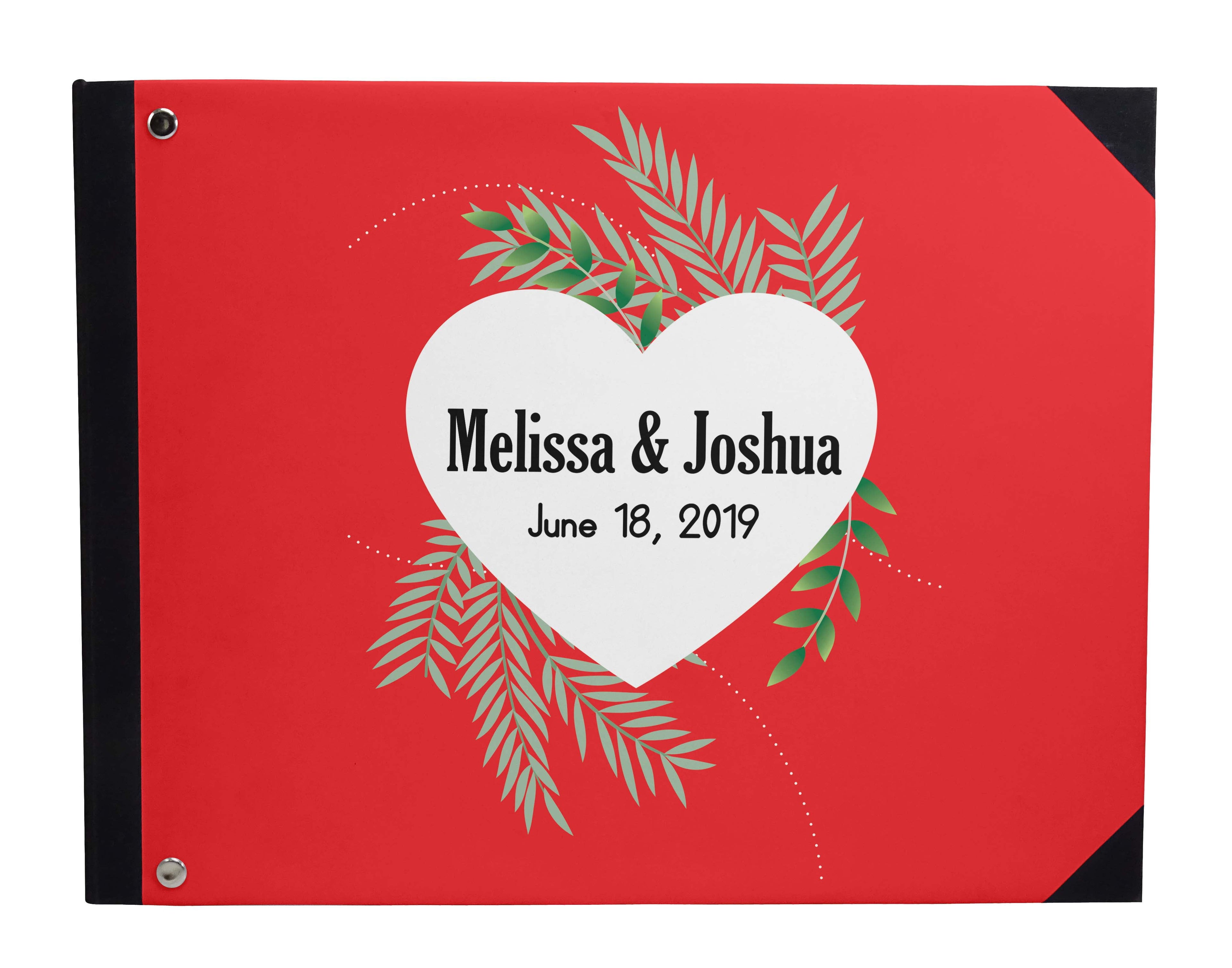 Darling Souvenir White Hanging Heart Wedding Guest Book Hardbound Guest Sign-In Book Guest Registry Guestbook-9 x 12 Inches