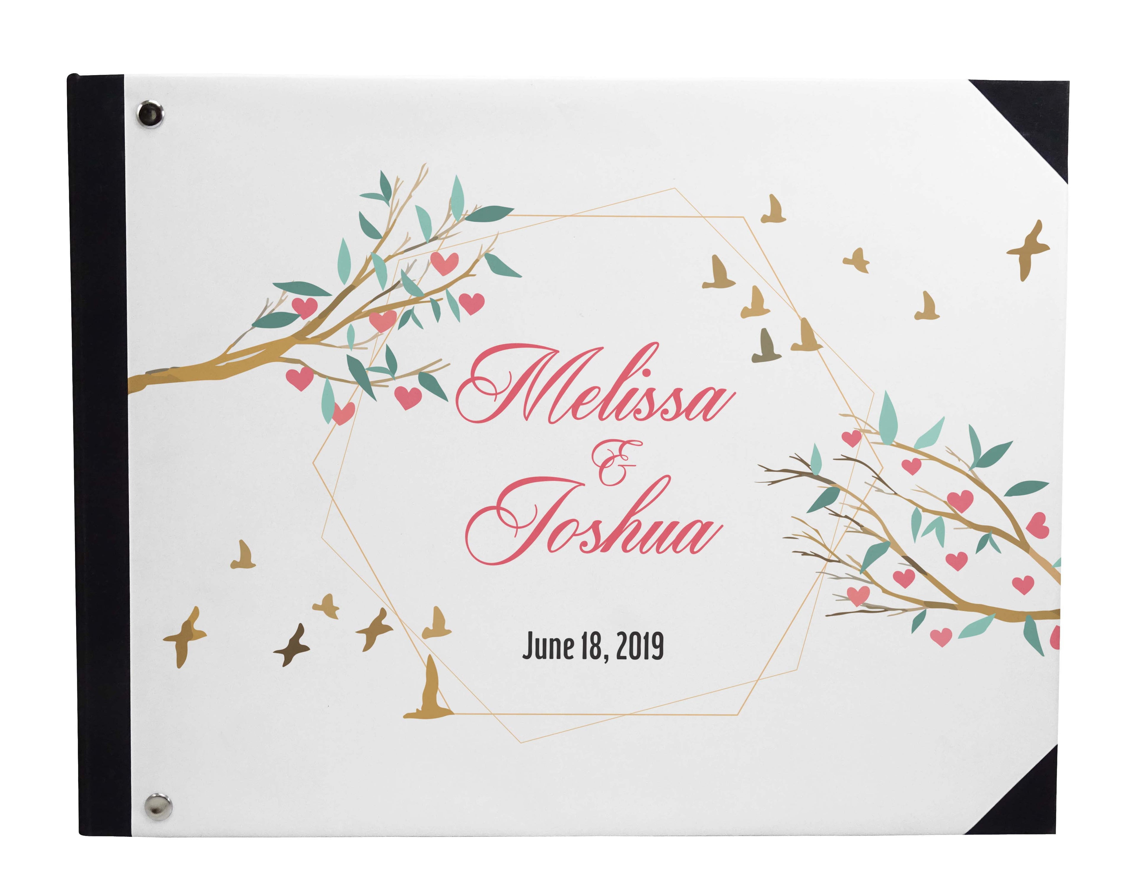 Darling Souvenir White Hanging Heart Wedding Guest Book Hardbound Guest Sign-In Book Guest Registry Guestbook-9 x 12 Inches