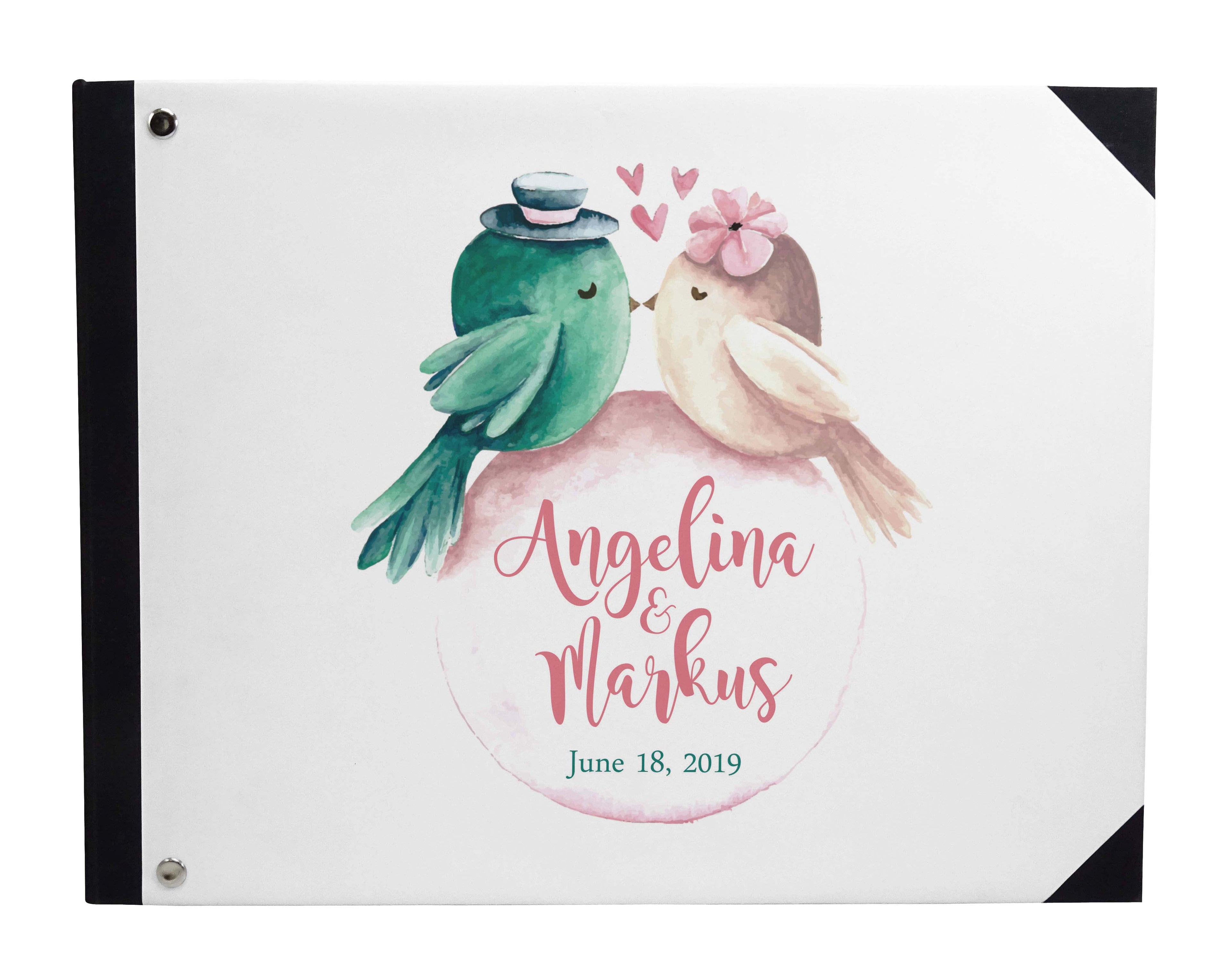 Darling Souvenir White Hanging Heart Wedding Guest Book Hardbound Guest Sign-In Book Guest Registry Guestbook-9 x 12 Inches
