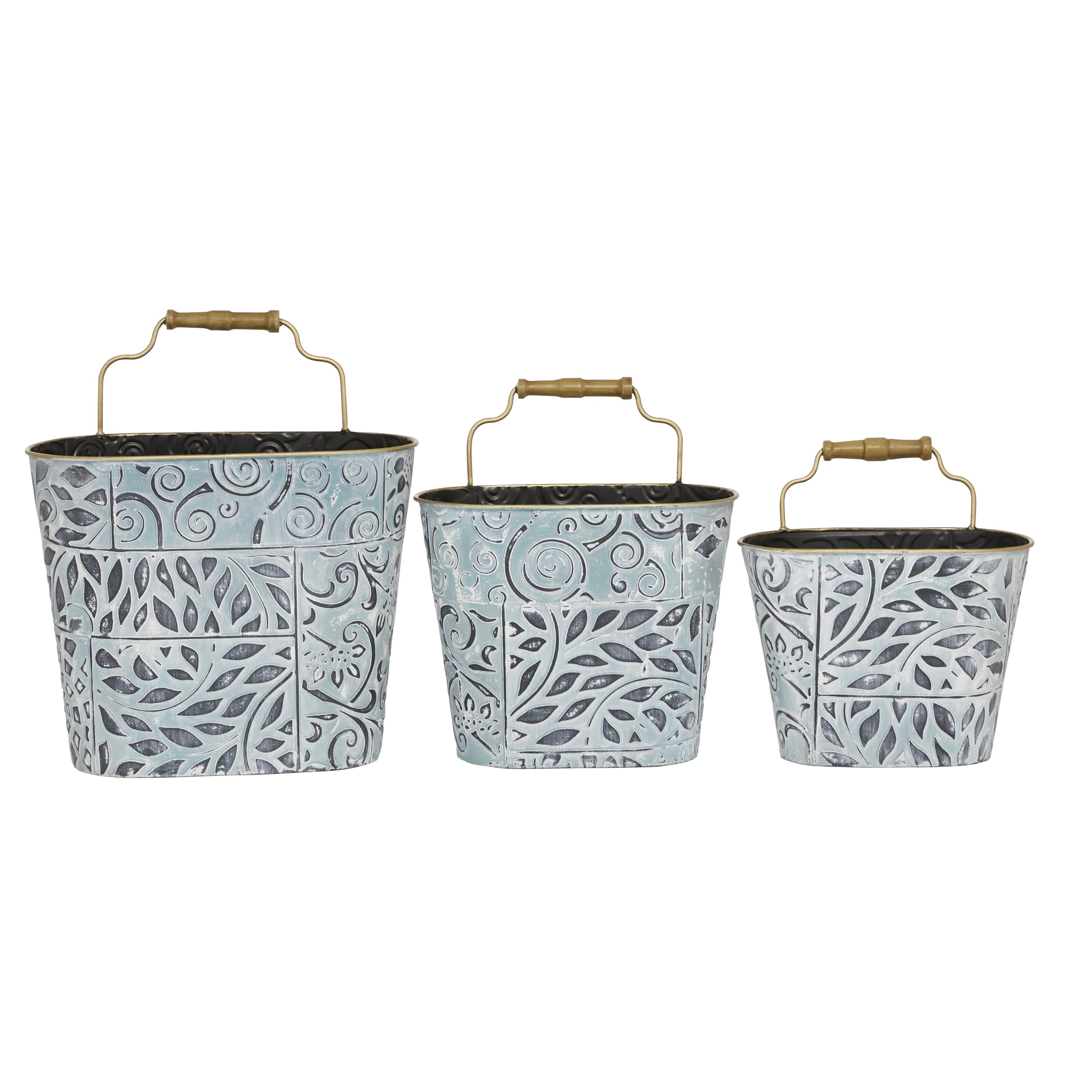 DecMode 16", 18" Grey Metal Farmhouse Planter, 2 - Pieces