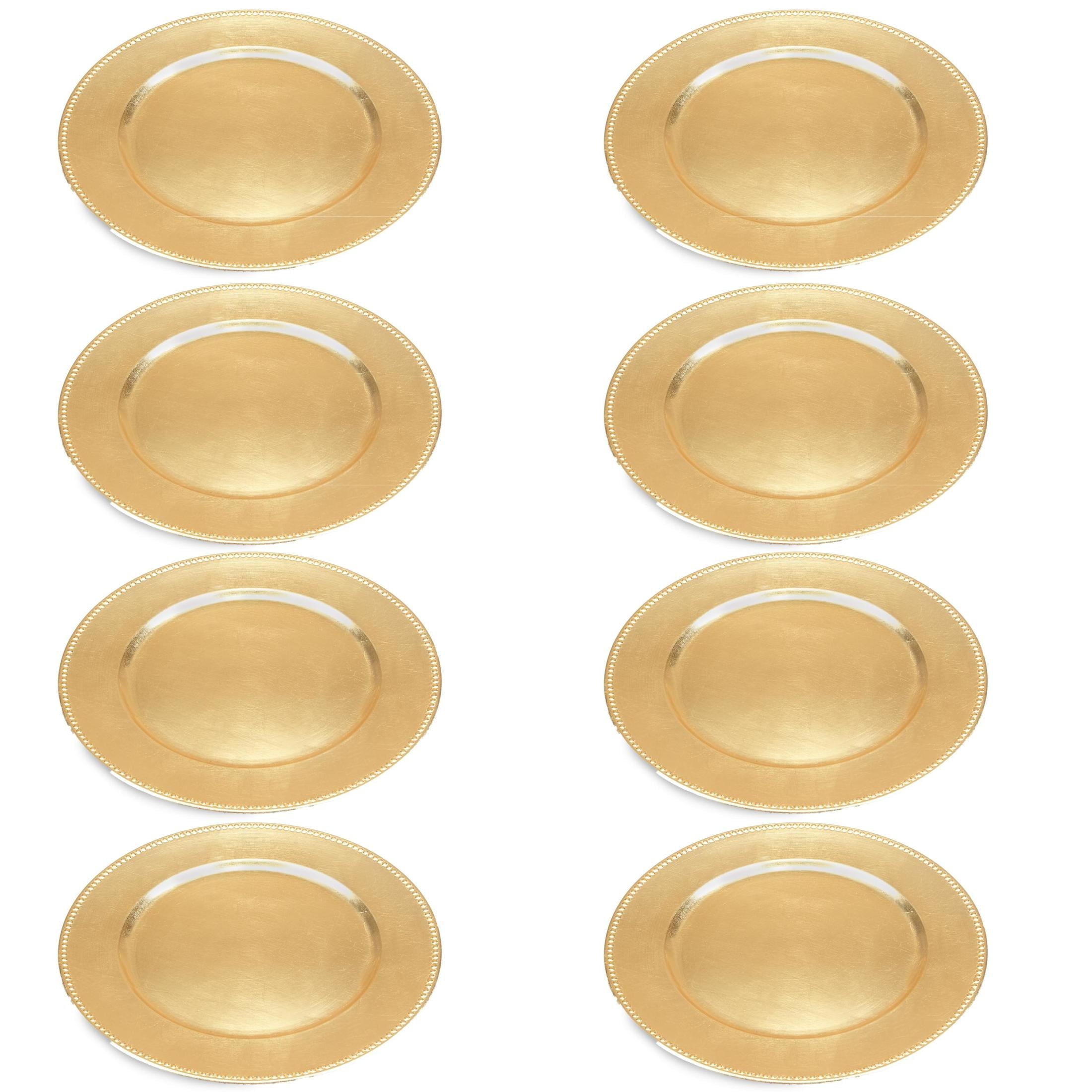 DecMode 13" Round Silver Melamine Charger, Set of 8