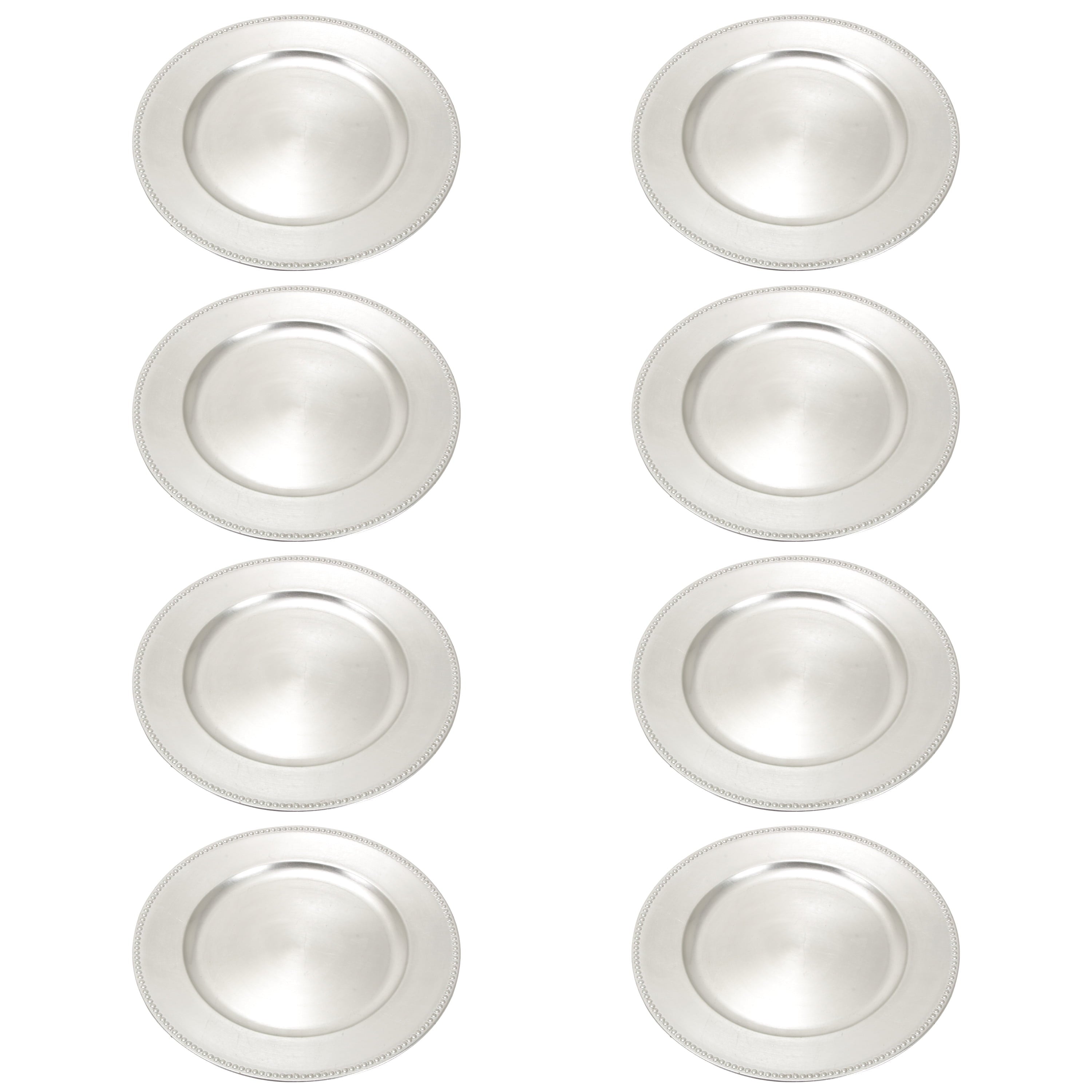DecMode 13" Round Silver Melamine Charger, Set of 8