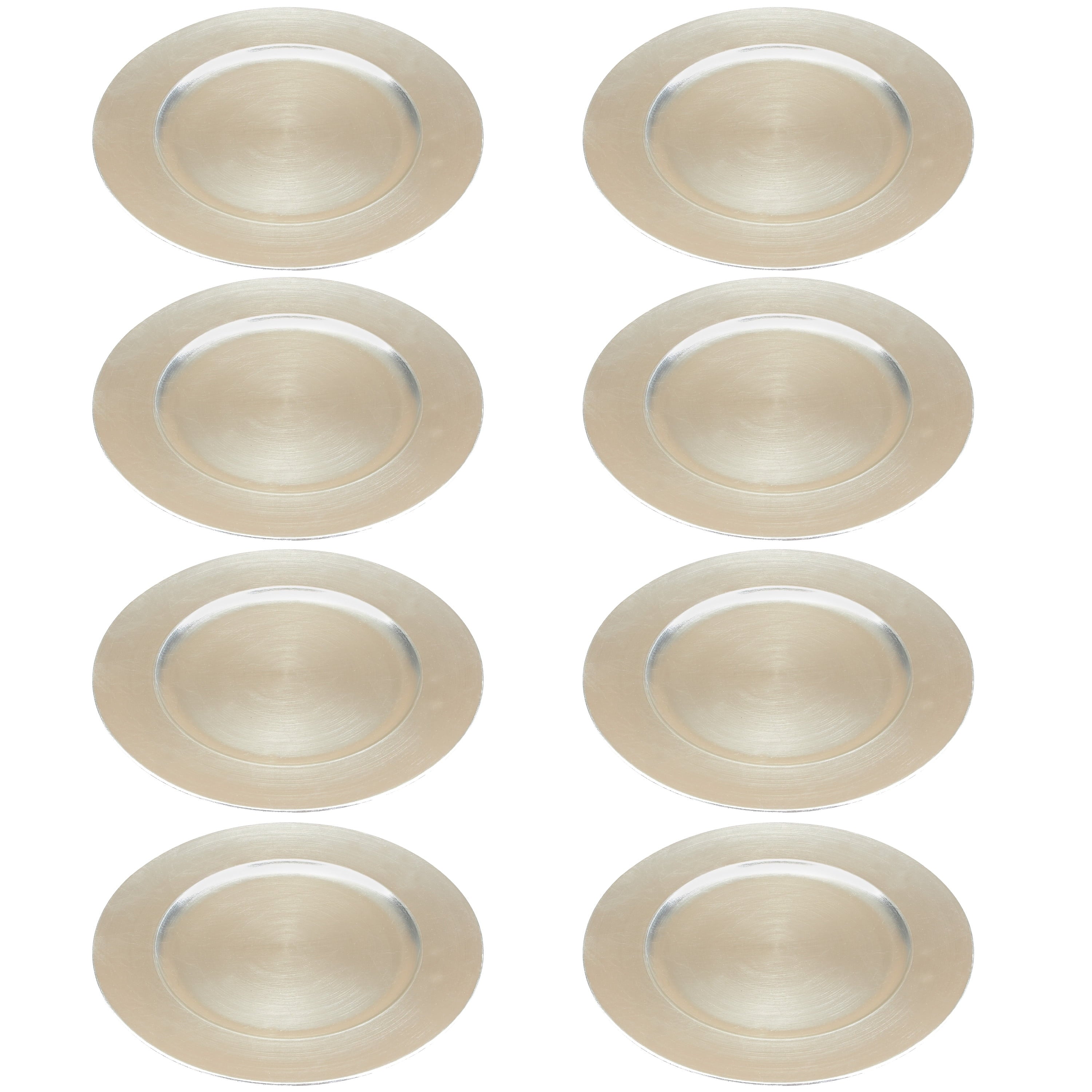 DecMode 13" Round Silver Melamine Charger, Set of 8