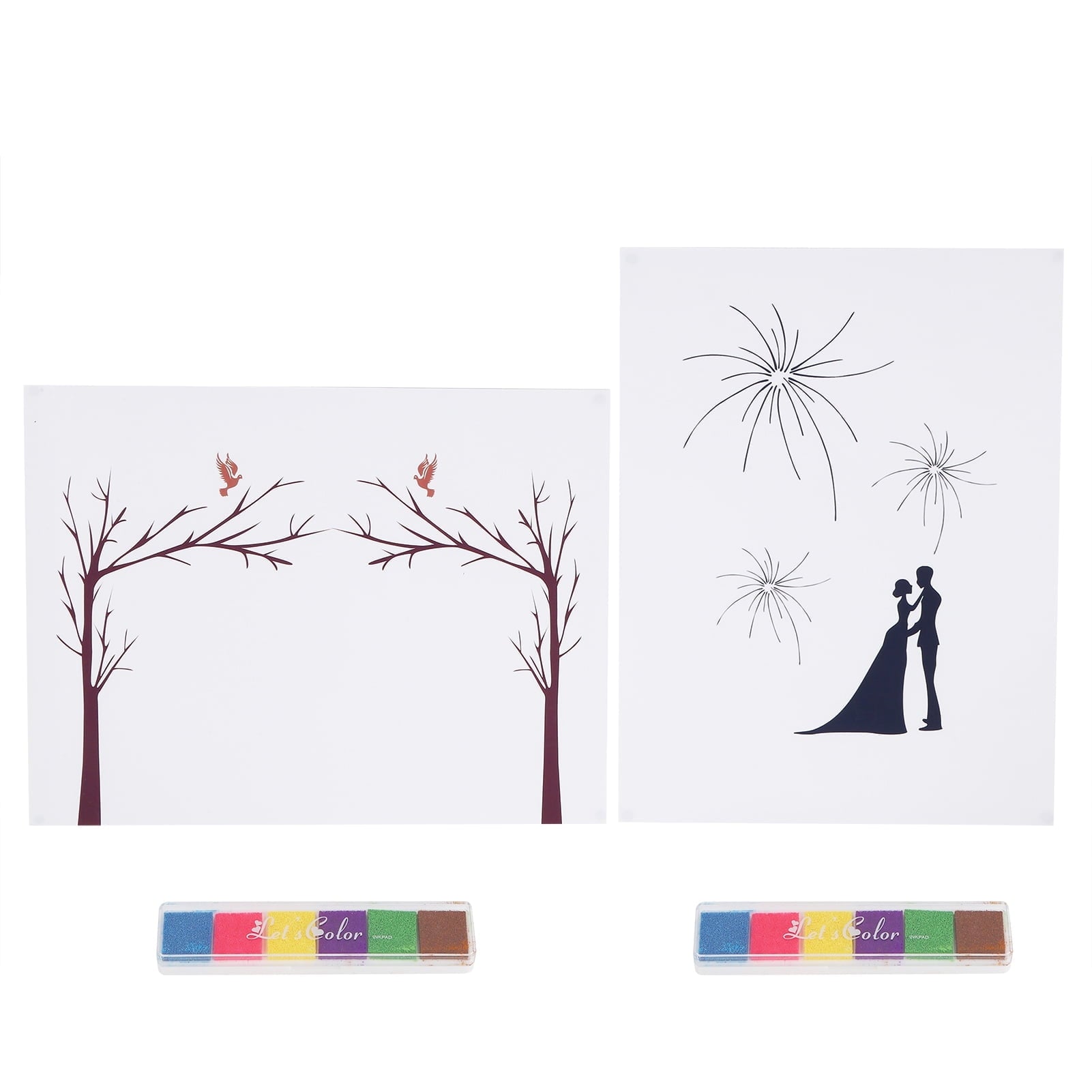 Dekaim Guest Book 2 Set DIY Pattern Guest Signature Sign‑In Book Guestbook Fingerprint Painting for Wedding Birthday Party