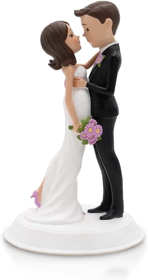 Dihtan Wedding Cake Toppers Bride and Groom - 6 x 3.5 Inch Hand Painted Cake Decorations Mr and Mrs Figurines - Poly Resin Bride To Be Cake Topper - Ideal for Wedding, Anniversary, Table Centerpiece