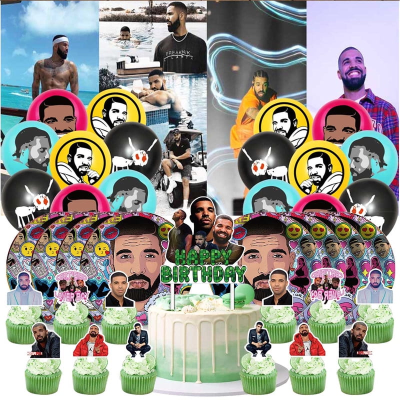 Drake Birthday Party Supplies Balloons Plates Decoration Cake Topper Decor Tableware Banner Backdrop
