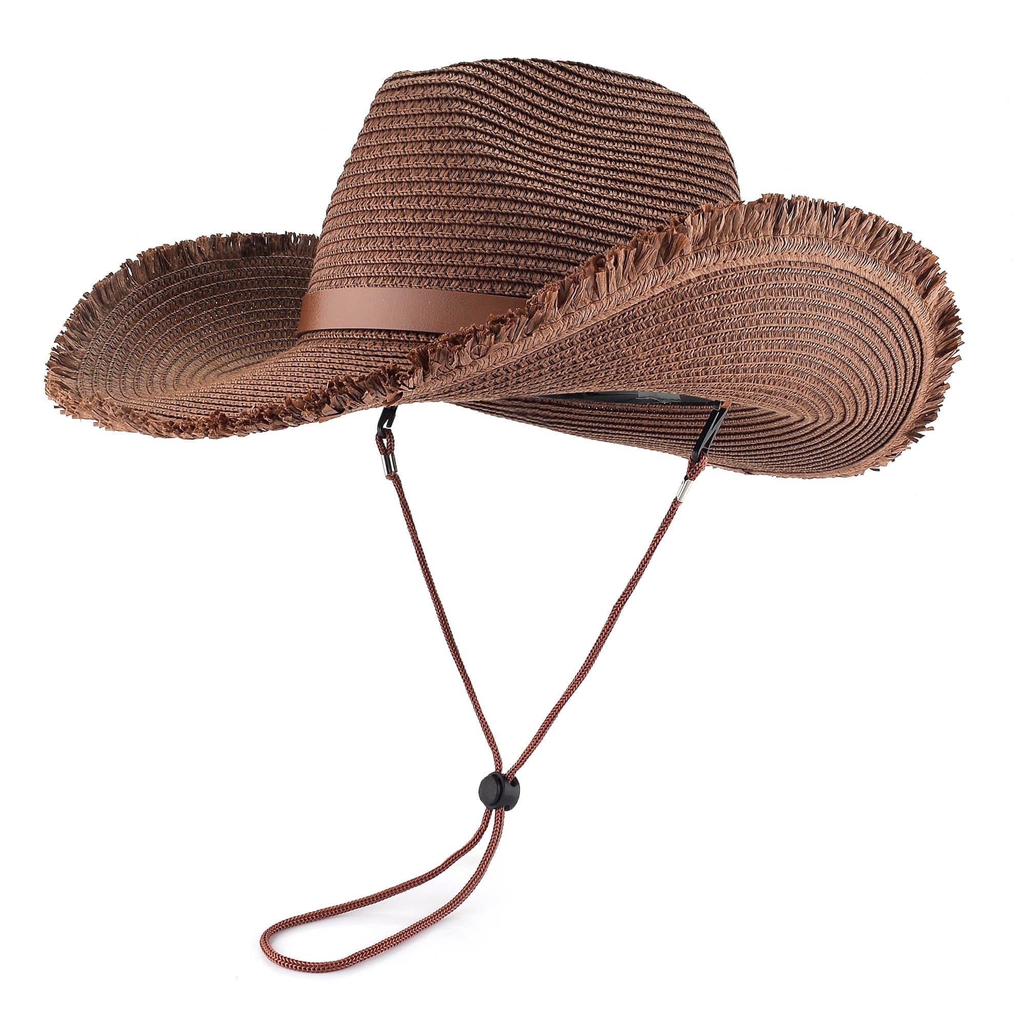 (2 pack) EINSKEY Straw Cowboy Hats for Men, Western Cowgirl Hat Women Wide Brim Fedora for Beach,Khaki