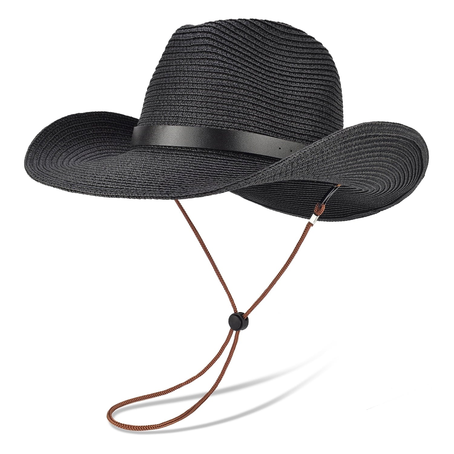 (2 pack) EINSKEY Straw Cowboy Hats for Men, Western Cowgirl Hat Women Wide Brim Fedora for Beach,Khaki