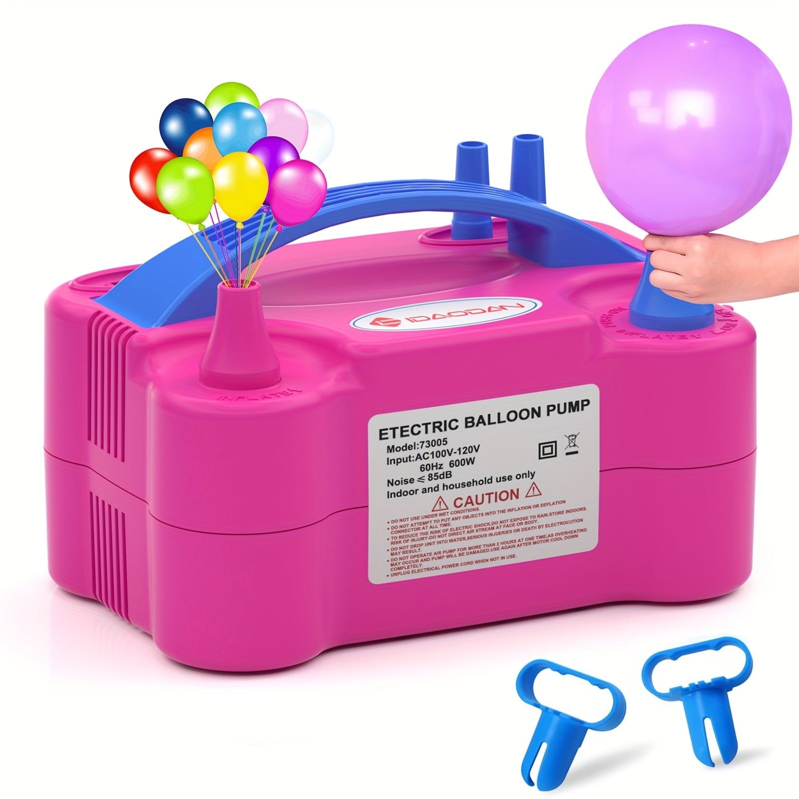 Electric portable dual-nozzle balloon hair dryer - 600W 110V-120V, rose red, compact design, event and outdoor decoration, essential for parties, easy-to-use device, balloon pump.
