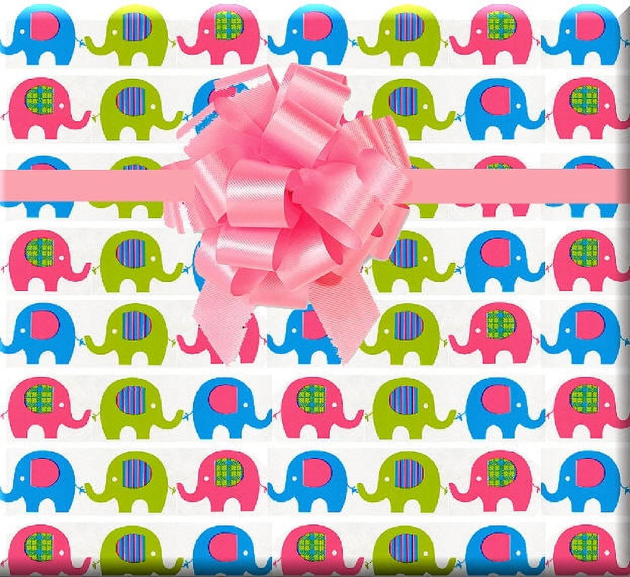 Elephants Pink and Blue Specialty Gift Wrapping Paper Premium Specialty 15Ft Roll