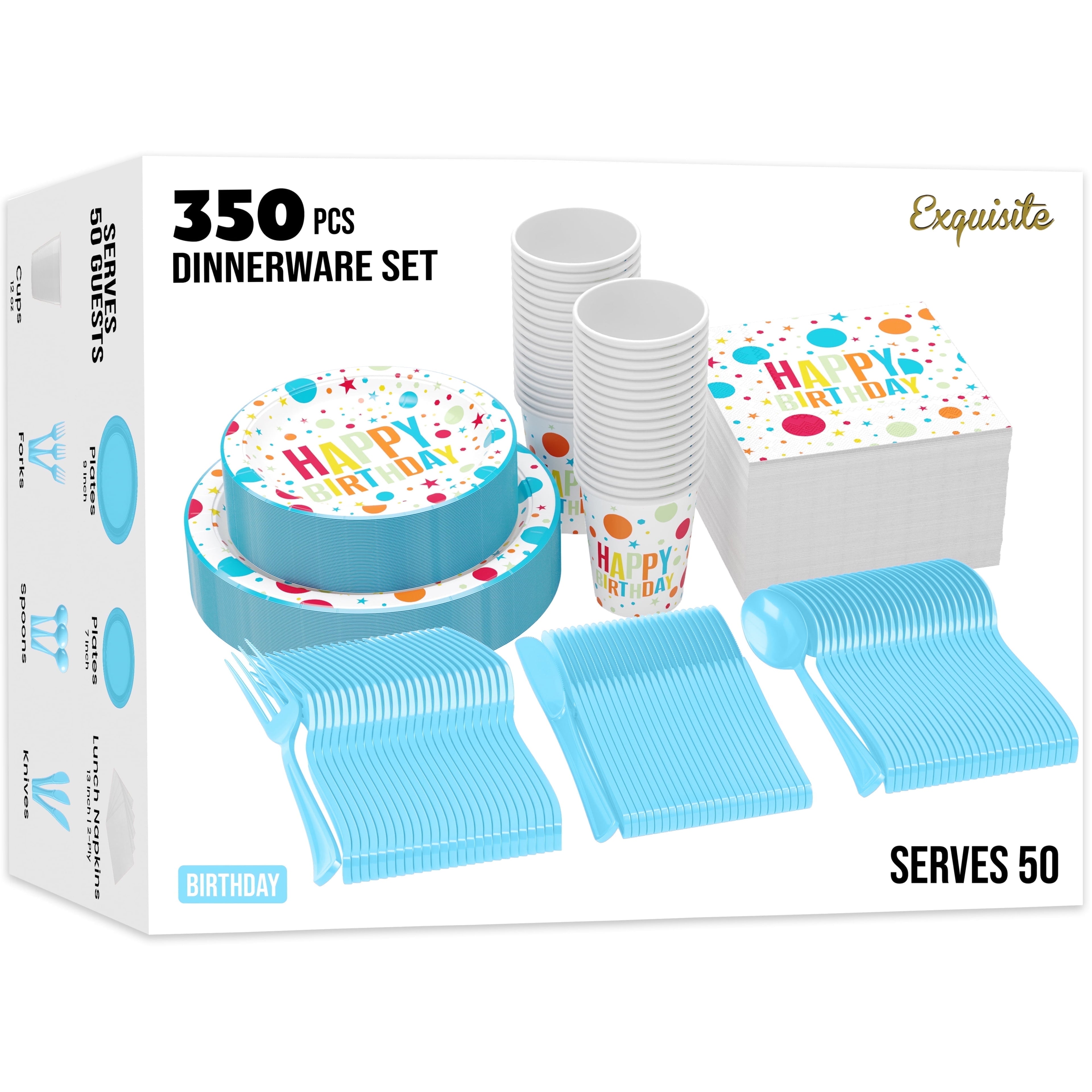 Exquisite 350 Piece Easter Plastic Disposable Party Plates & Dinnerware Combo Set
