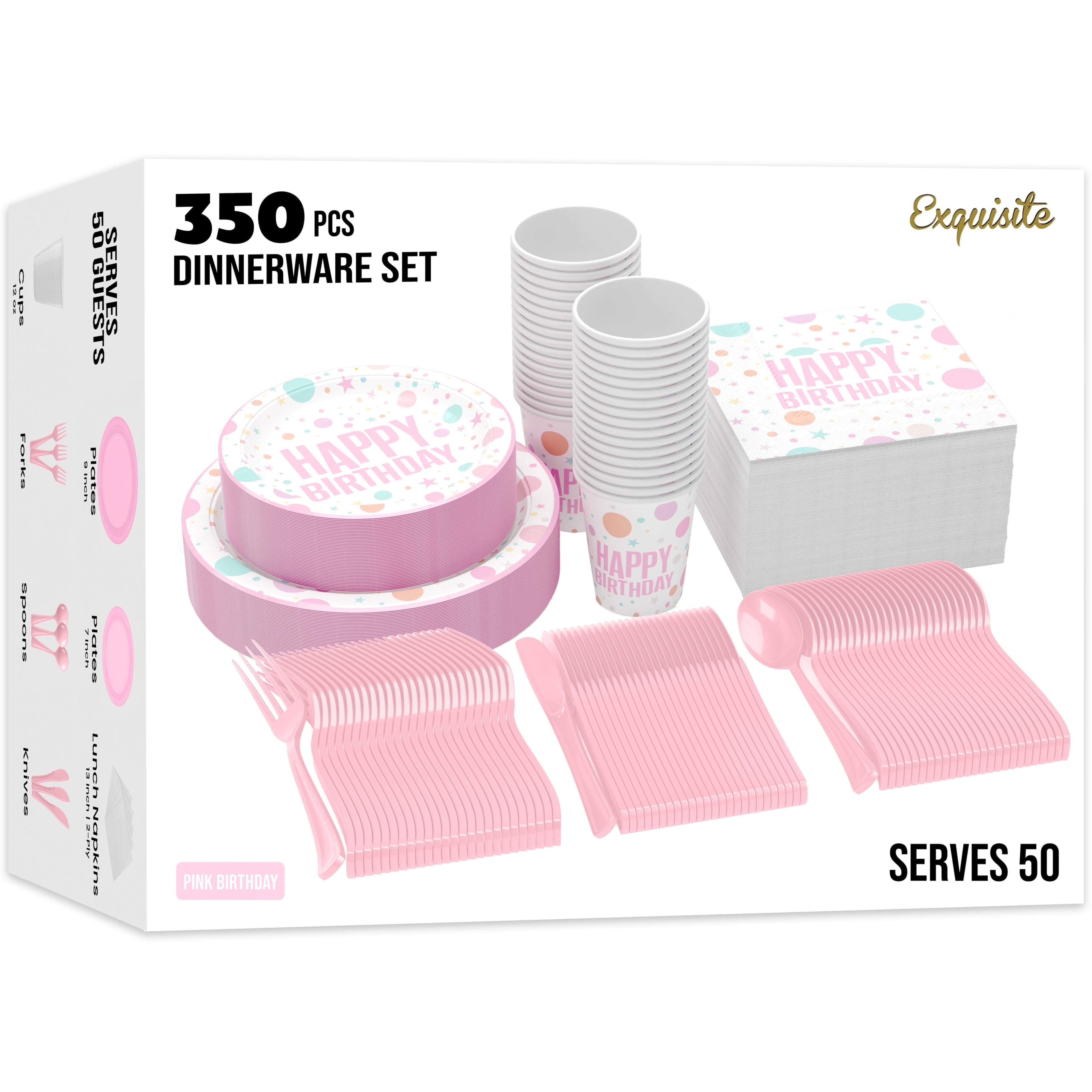 Exquisite 350 Piece Easter Plastic Disposable Party Plates & Dinnerware Combo Set