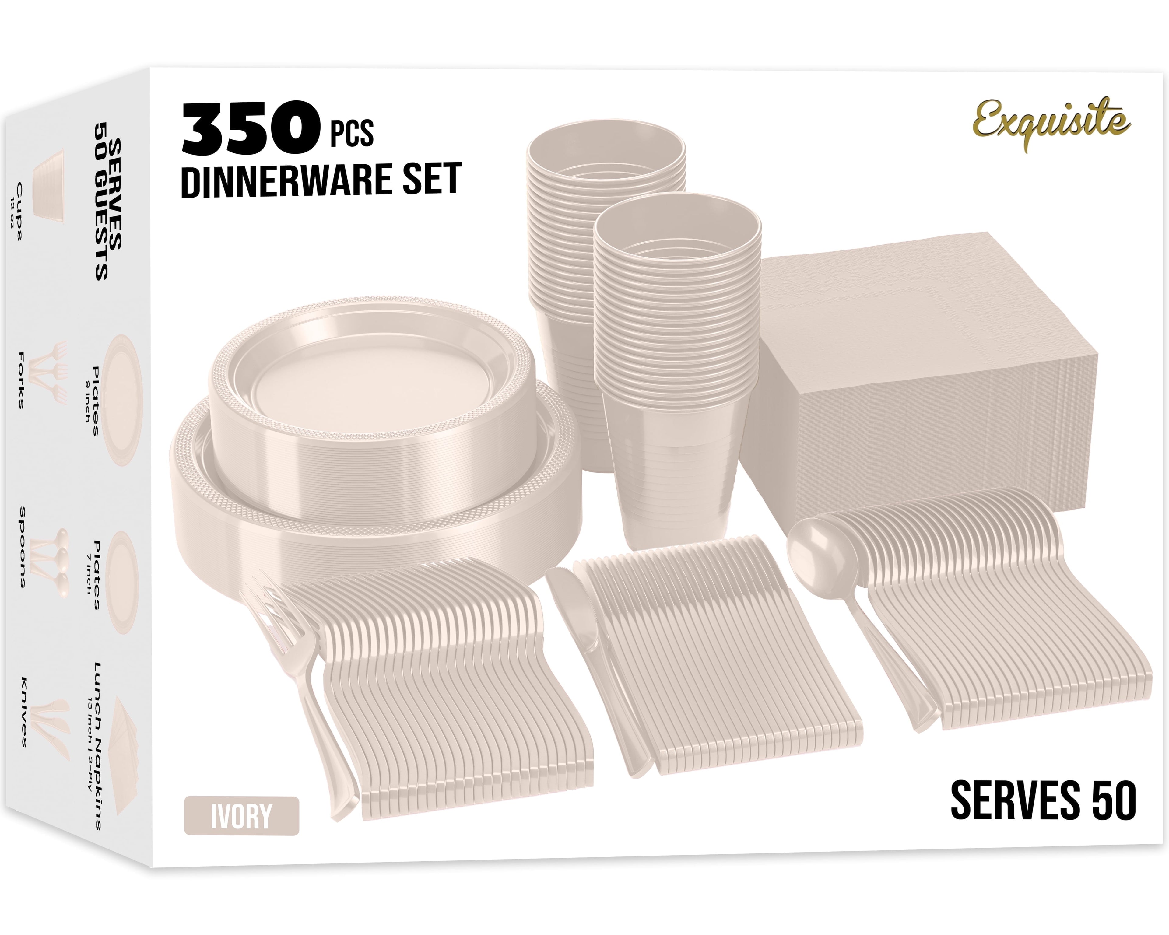 Exquisite 350 Piece Easter Plastic Disposable Party Plates & Dinnerware Combo Set