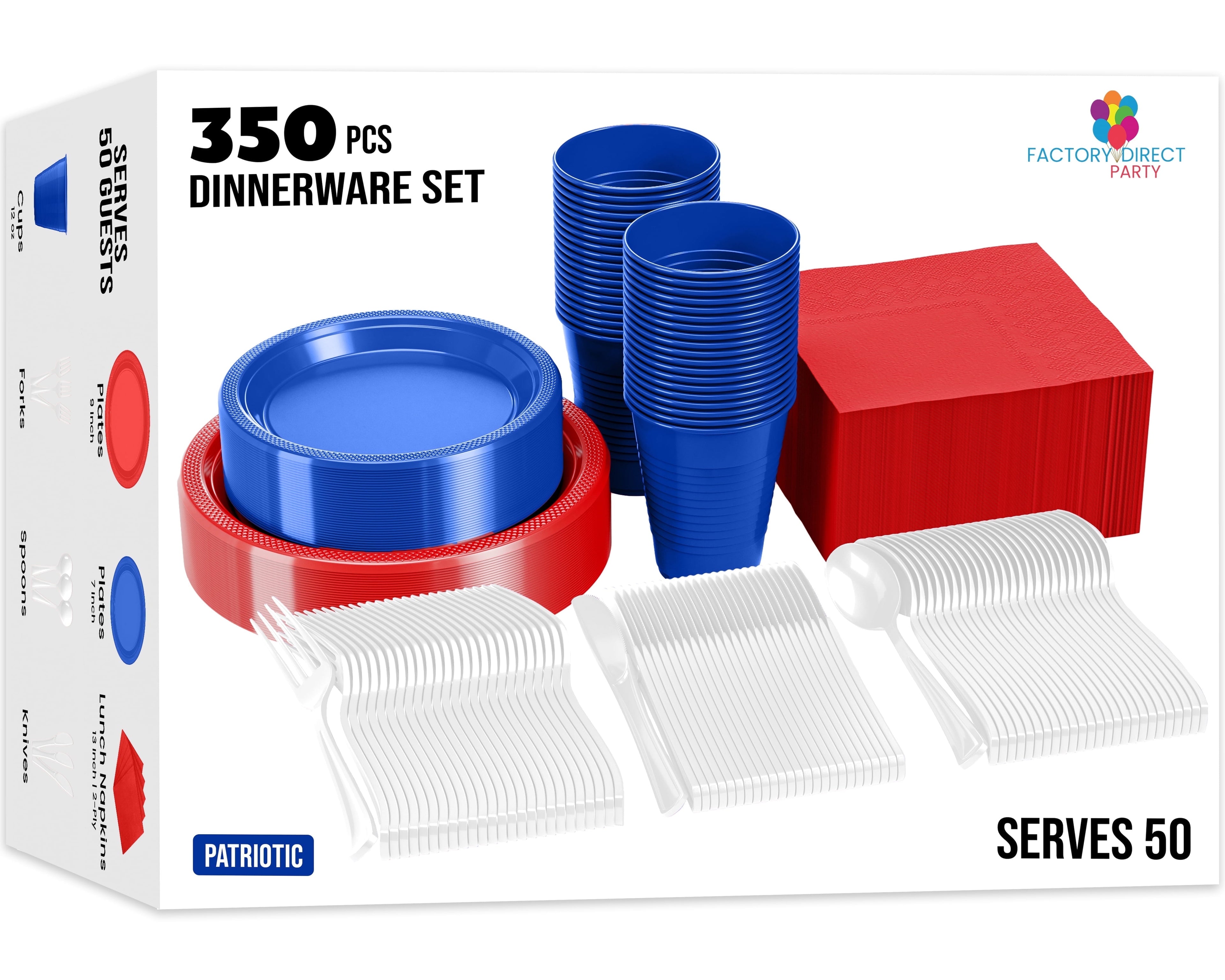 Exquisite 350 Piece Easter Plastic Disposable Party Plates & Dinnerware Combo Set