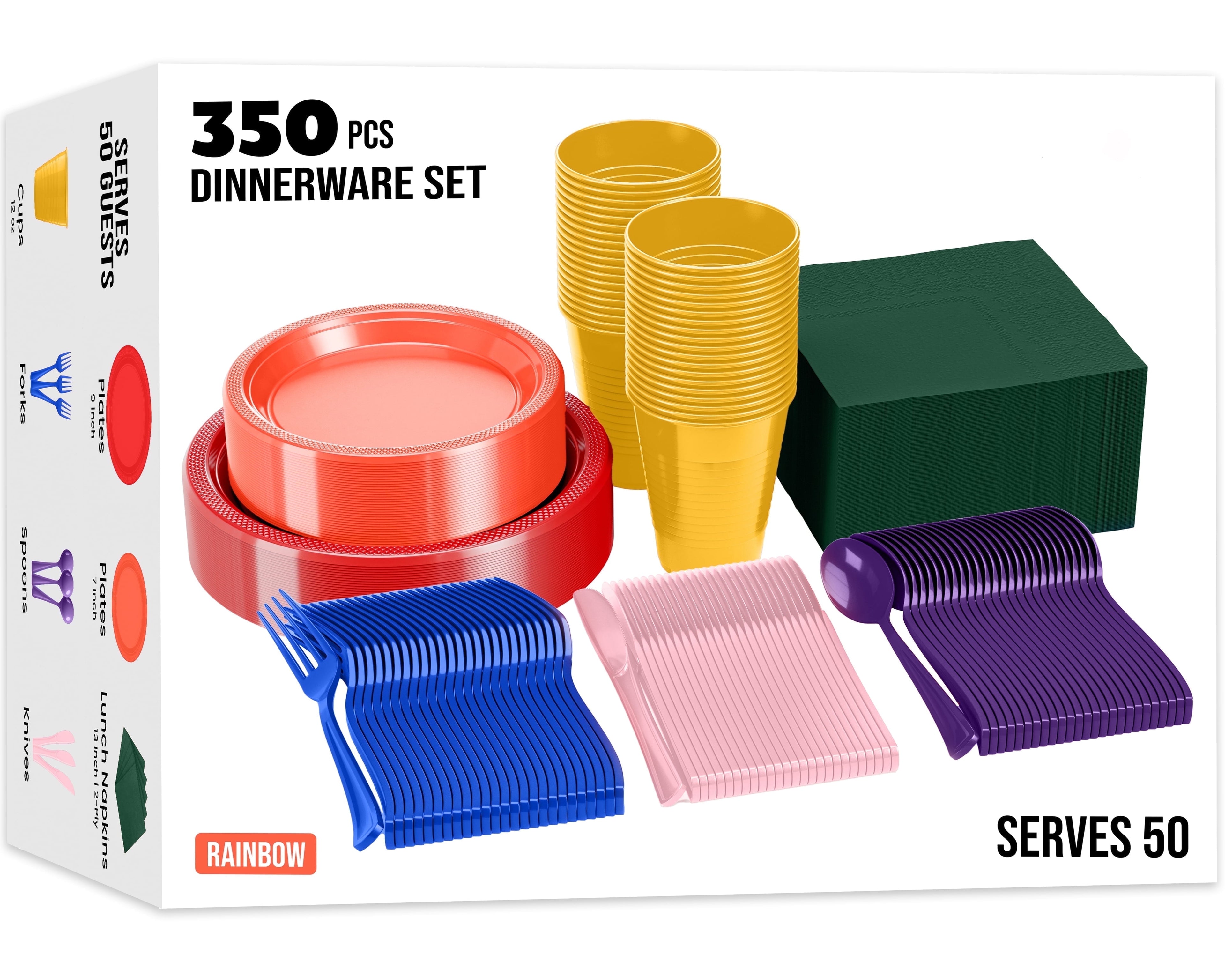 Exquisite 350 Piece Easter Plastic Disposable Party Plates & Dinnerware Combo Set