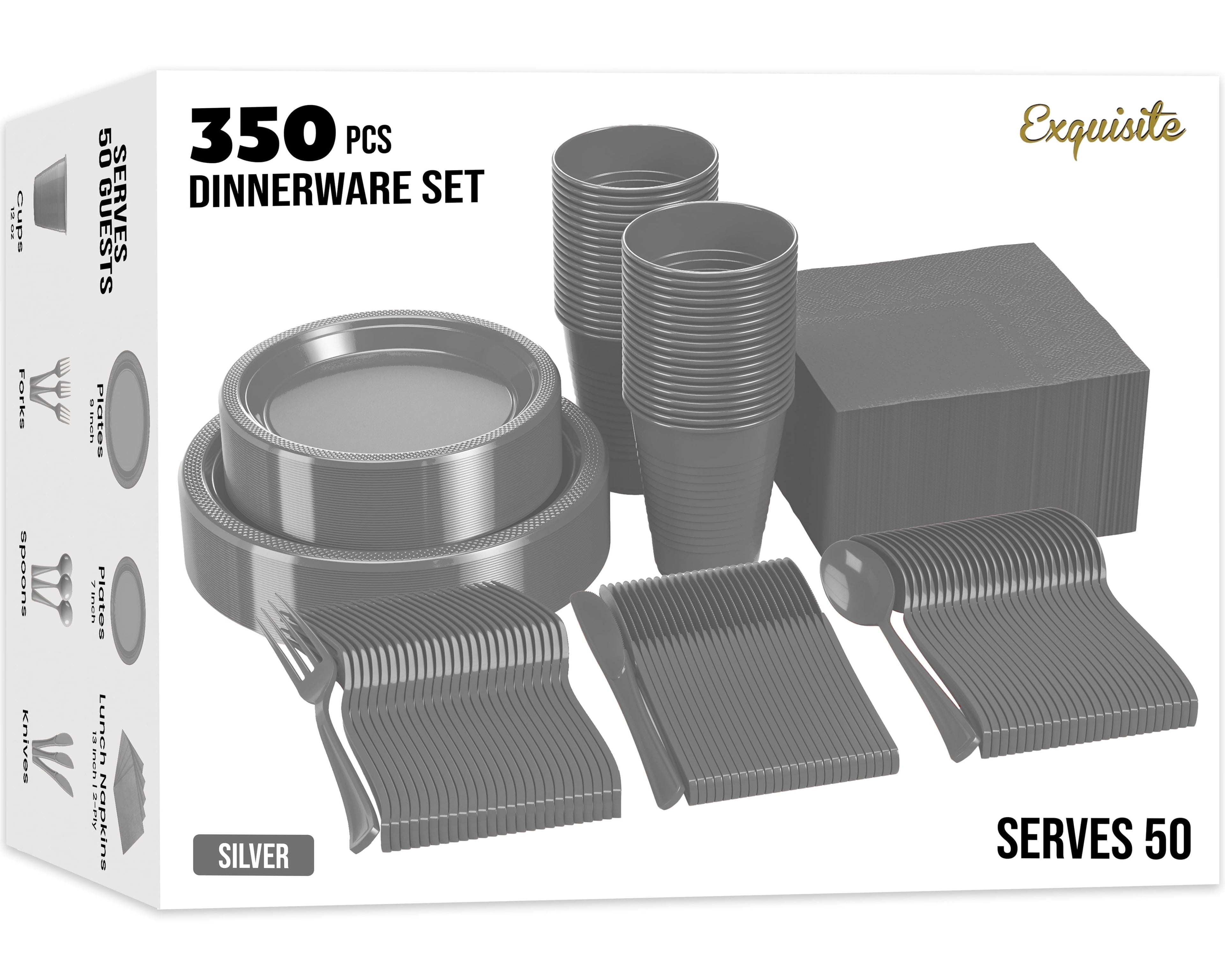 Exquisite 350 Piece Easter Plastic Disposable Party Plates & Dinnerware Combo Set