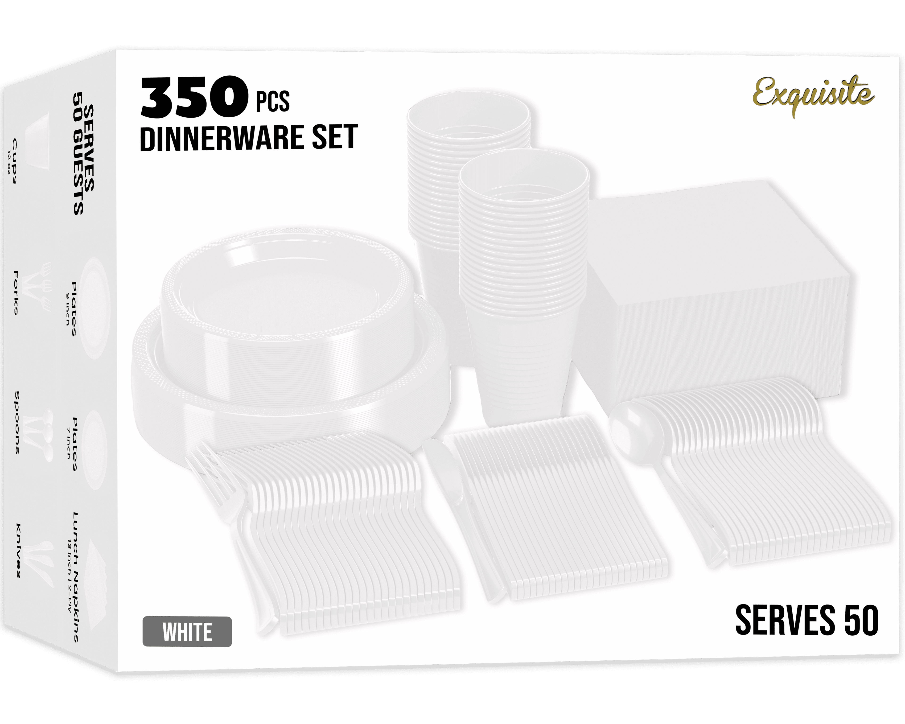 Exquisite 350 Piece Easter Plastic Disposable Party Plates & Dinnerware Combo Set