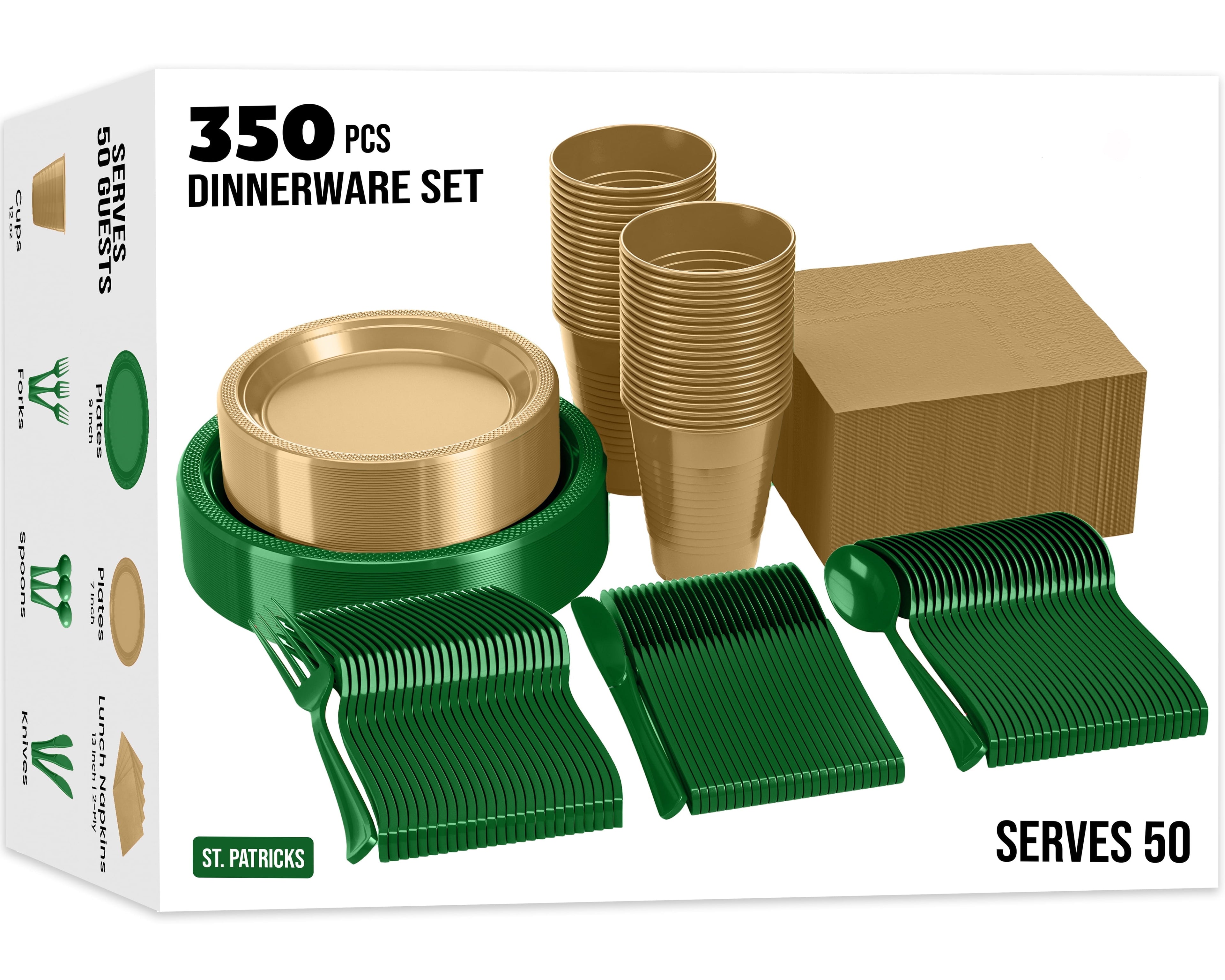 Exquisite 350 Piece Easter Plastic Disposable Party Plates & Dinnerware Combo Set