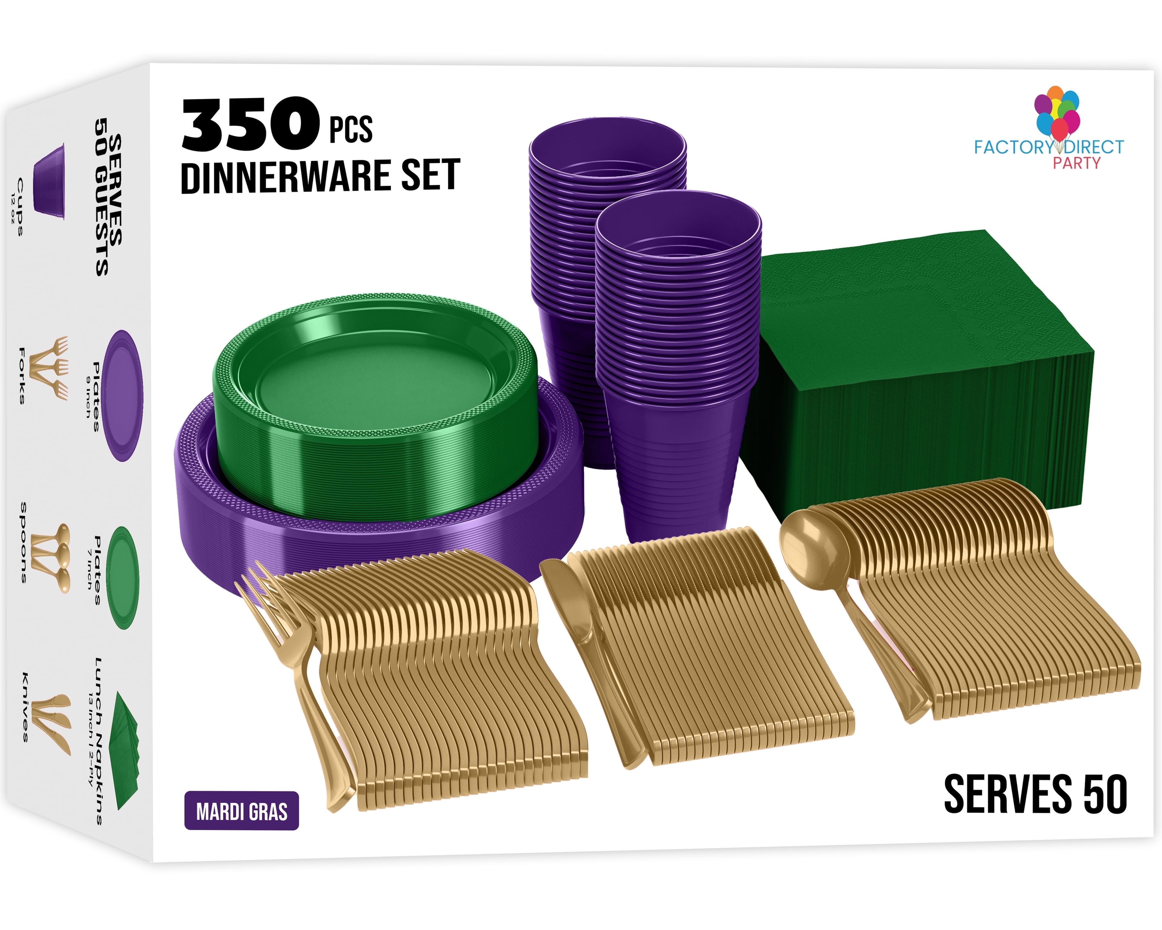 Exquisite 350 Piece Easter Plastic Disposable Party Plates & Dinnerware Combo Set