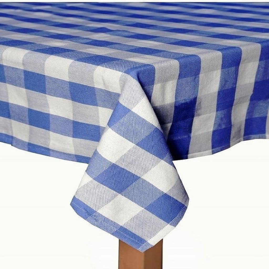 Farm Check Blue 100% Cotton Tablecloth 60"X84"