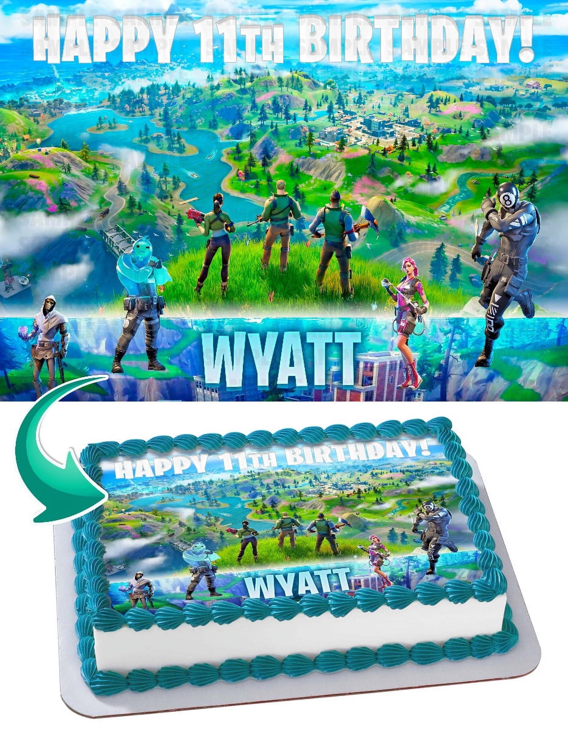 Fortnite Chapter 2 - Edible Cake Topper - 11.7 x 17.5 Inches 1/2 Sheet rectangular
