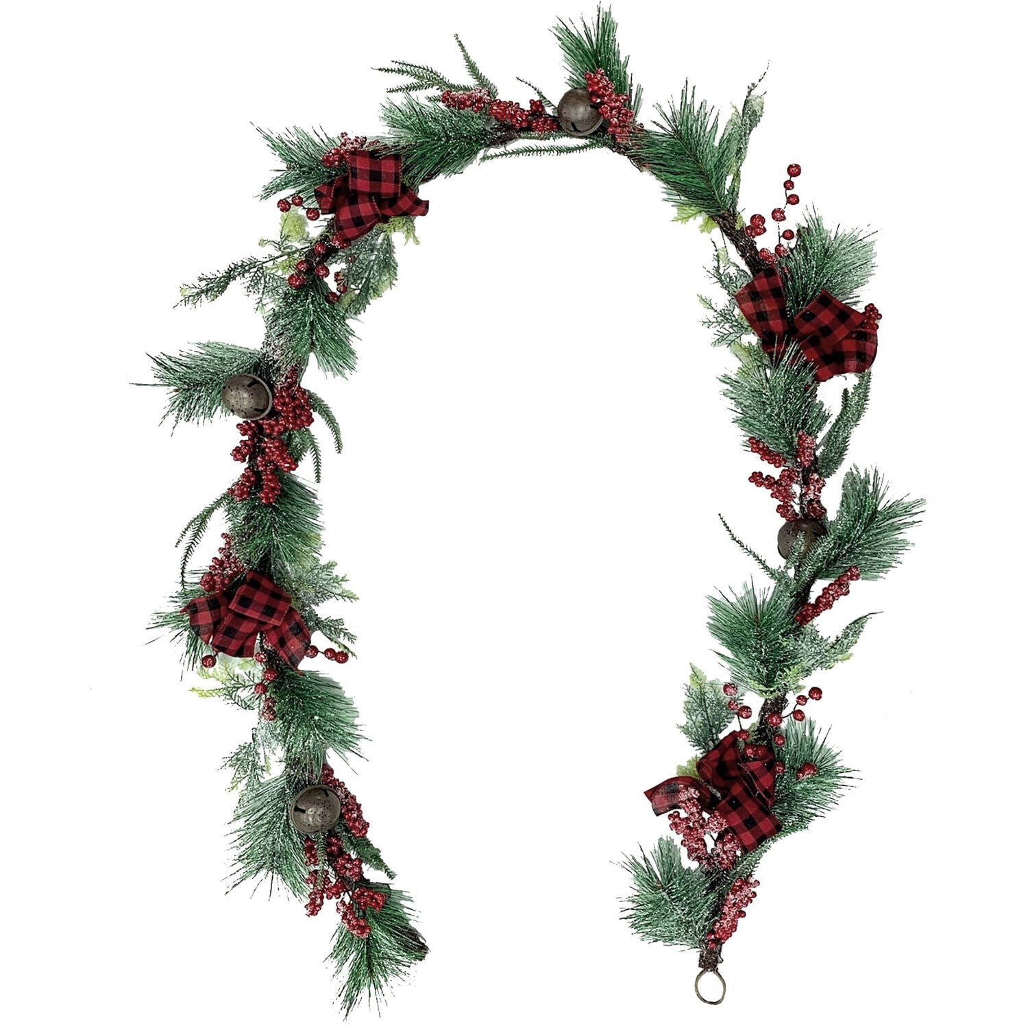 Christmas Time 9-ft. White Pine Snowy Garland with Warm White LED Lights