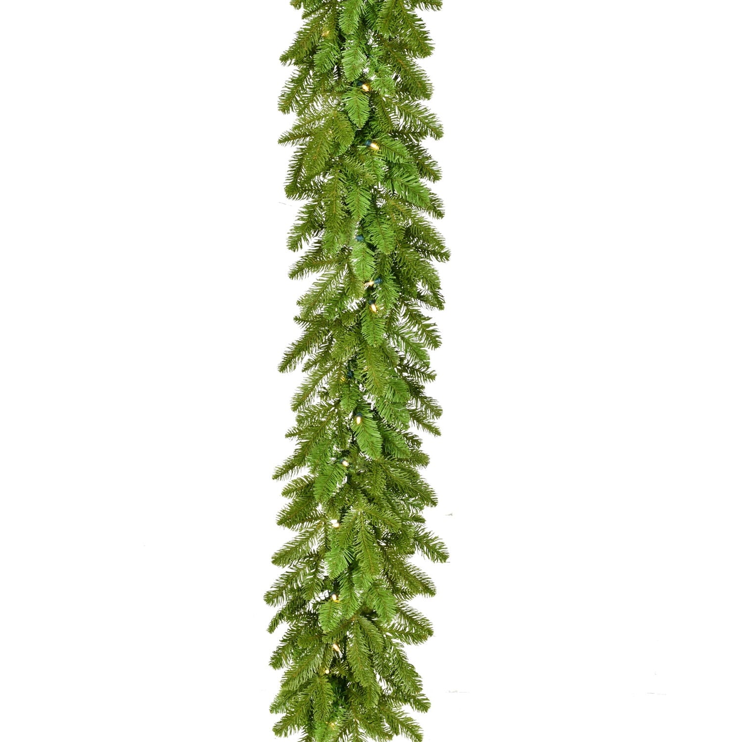 Fraser Hill Farm 9-ft. Grandland Garland with Warm White LED Lights, Battery-Operated, Festive Christmas Holiday Decor for Fireplace Mantel, Staircase, Console Table, FFGT108G-5GR