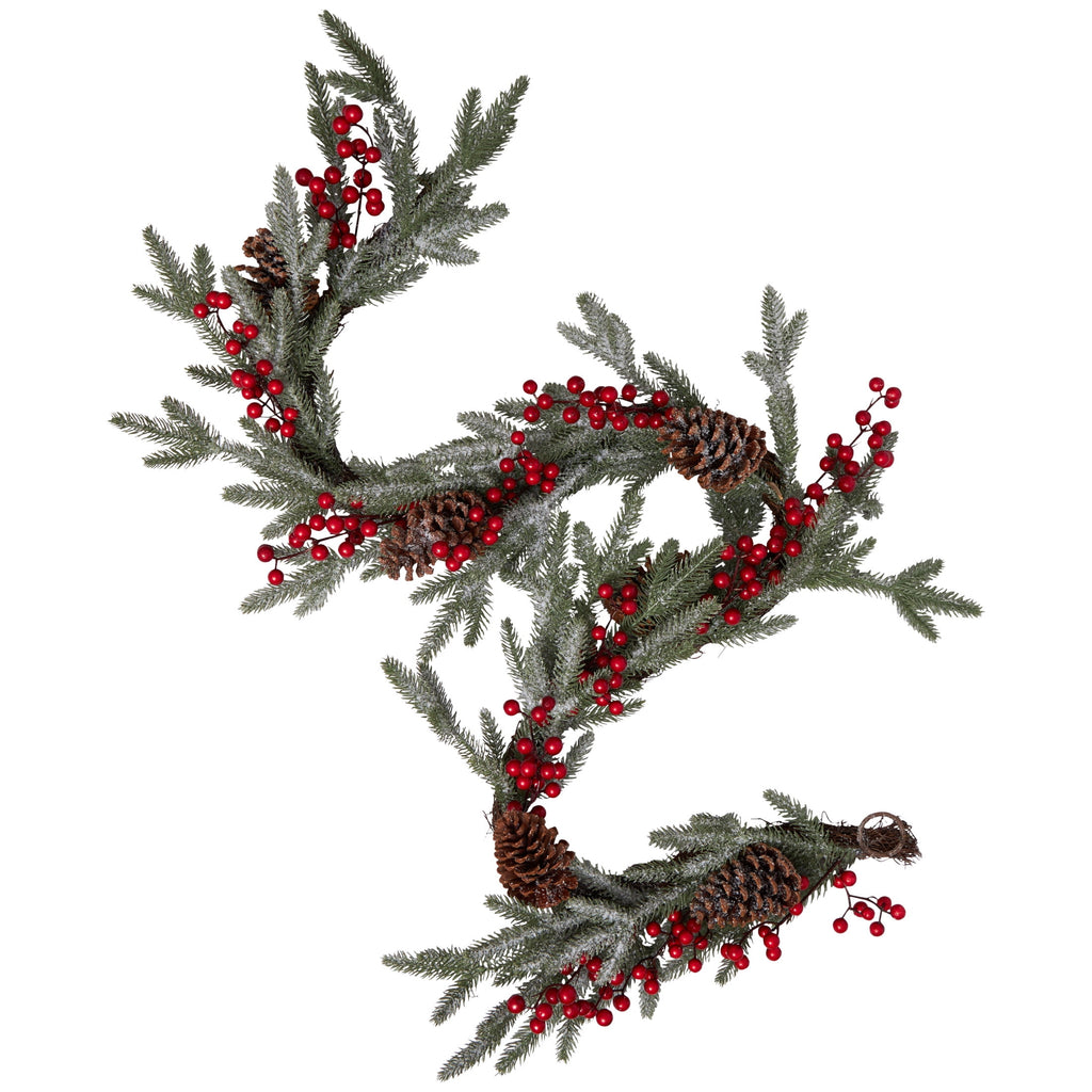 Frosted Red Berry and Pinecone Garland, 6 ft, by Holiday Time