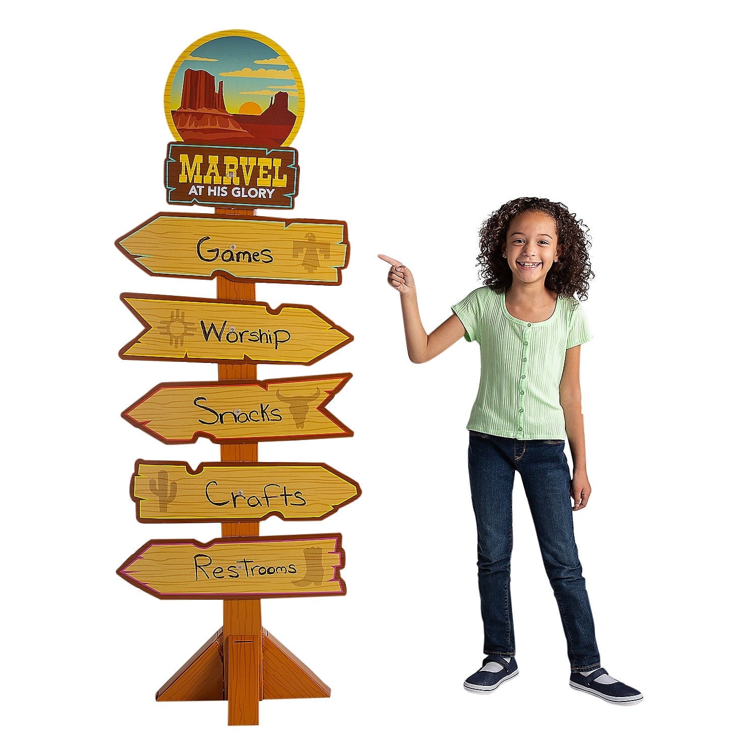 Fun Express Southwest Directional Sign – Colorful and Eye-catching Party Decor for VBS Themed Events Birthday Parties & Celebrations – Event Planning Photo Opportunities & Party Themes – 1 Piece