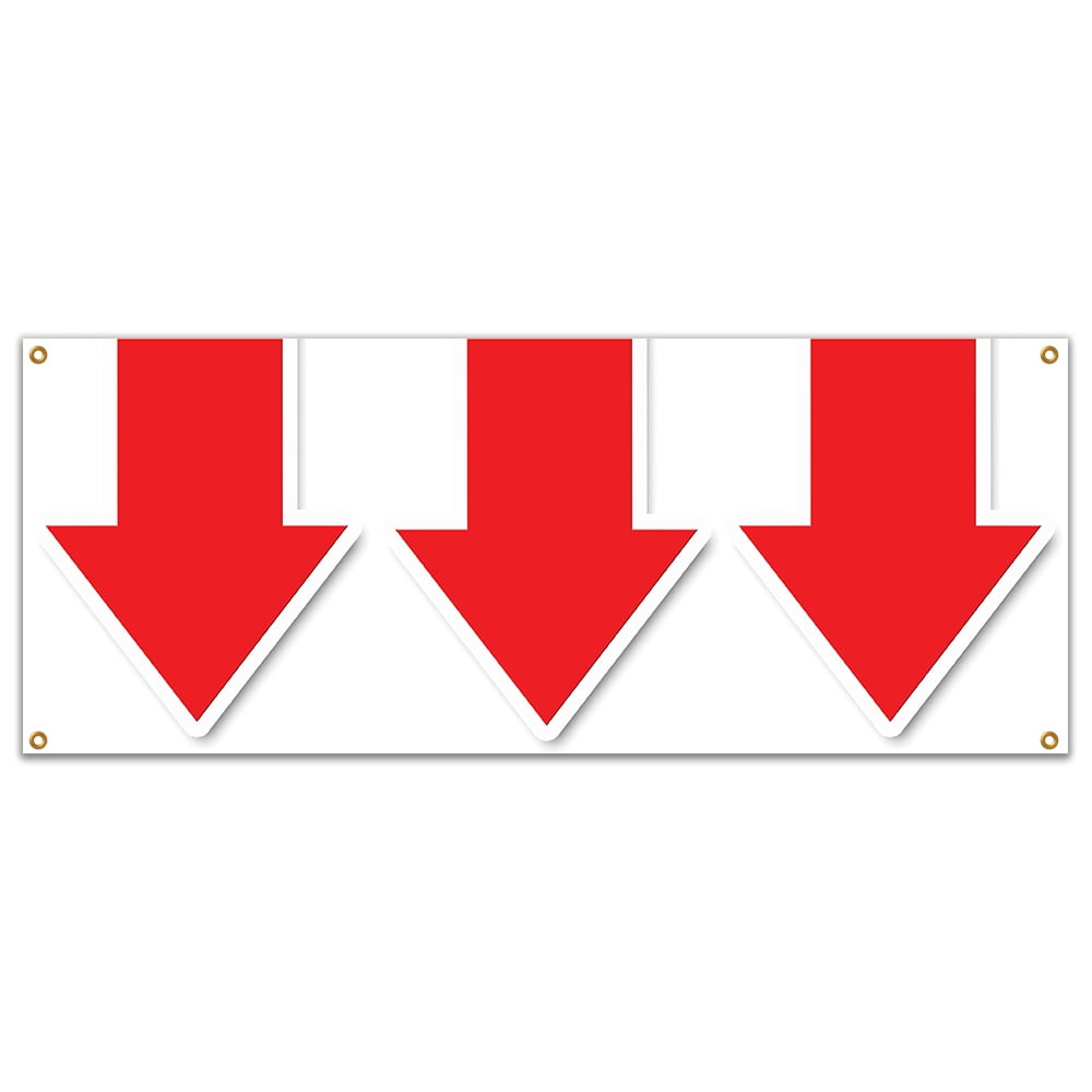 GIANT DOWN ARROW BANNER SIGN turn here sale follow directions arrived