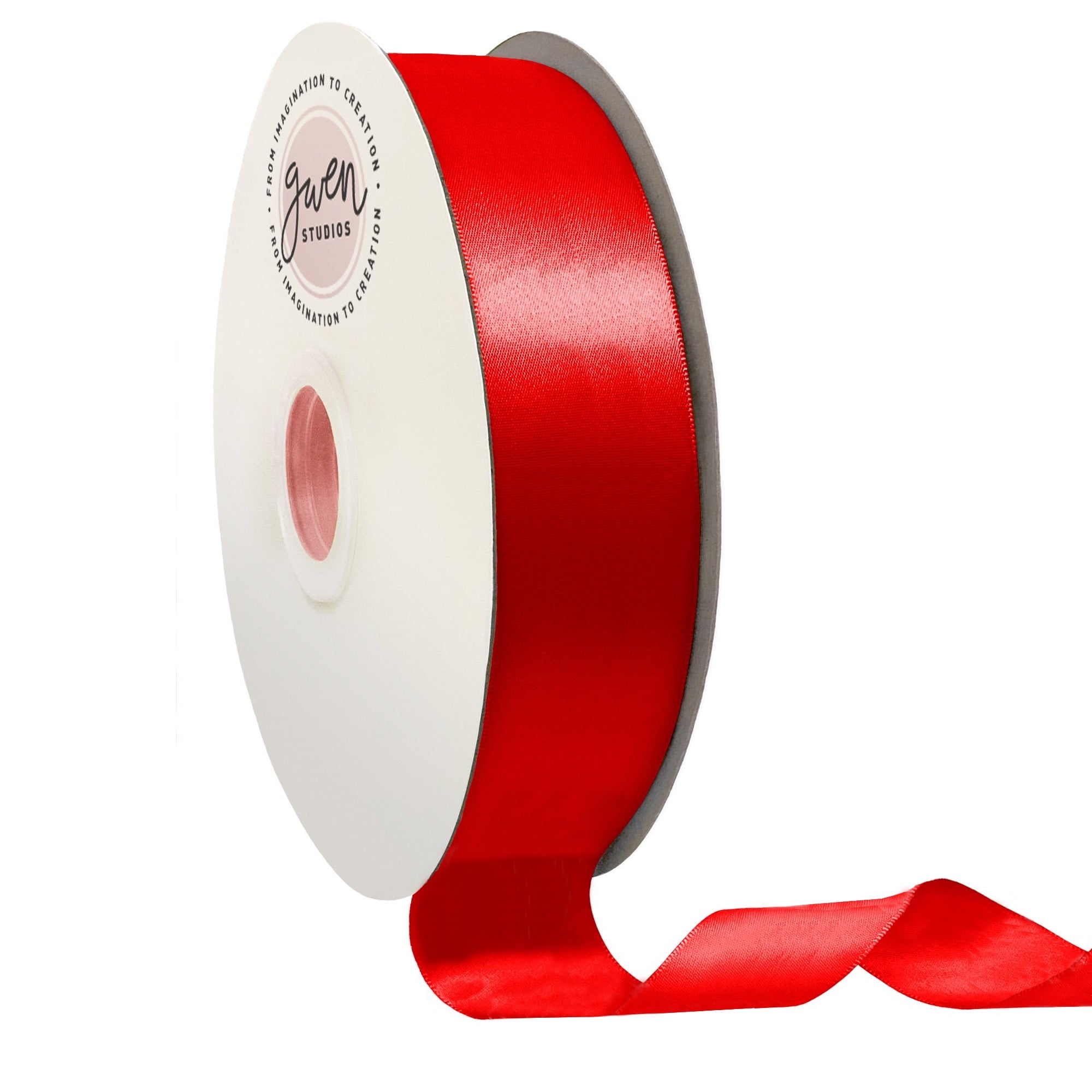 GWEN STUDIOS Christmas Red Polyester Single Face Satin Ribbon, 150' x 2.5"