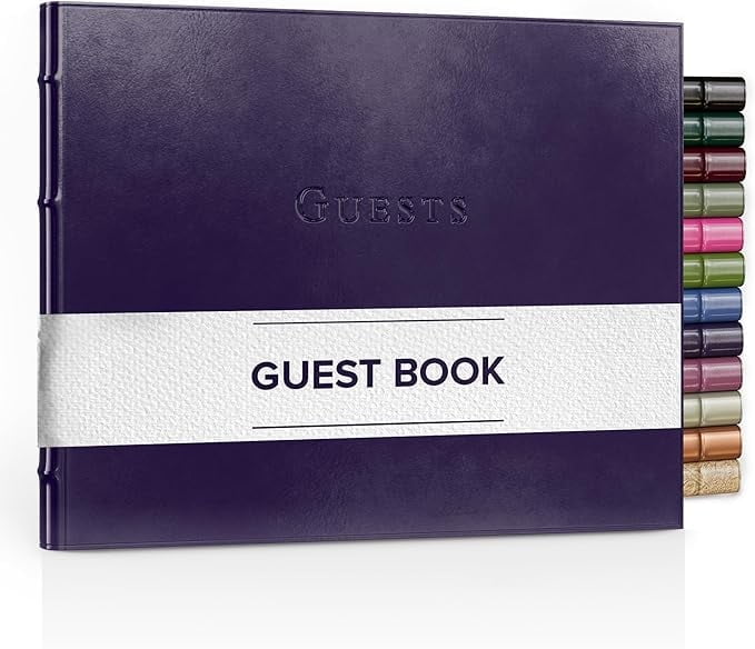 Gallery Leather Guest Book - Freeport Metallic Gold - 7" x 9"
