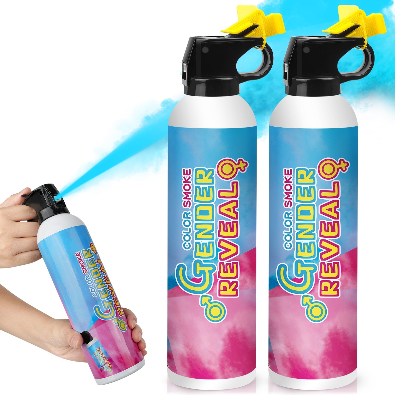Gender Reveal Confetti Powder Cannon, Boy Blue and Girl Pink Gender Reveal Poppers - He or She Smoke Bomb Baby Shower Baby Party Decorations Supplies Sticks 2PACK PINK