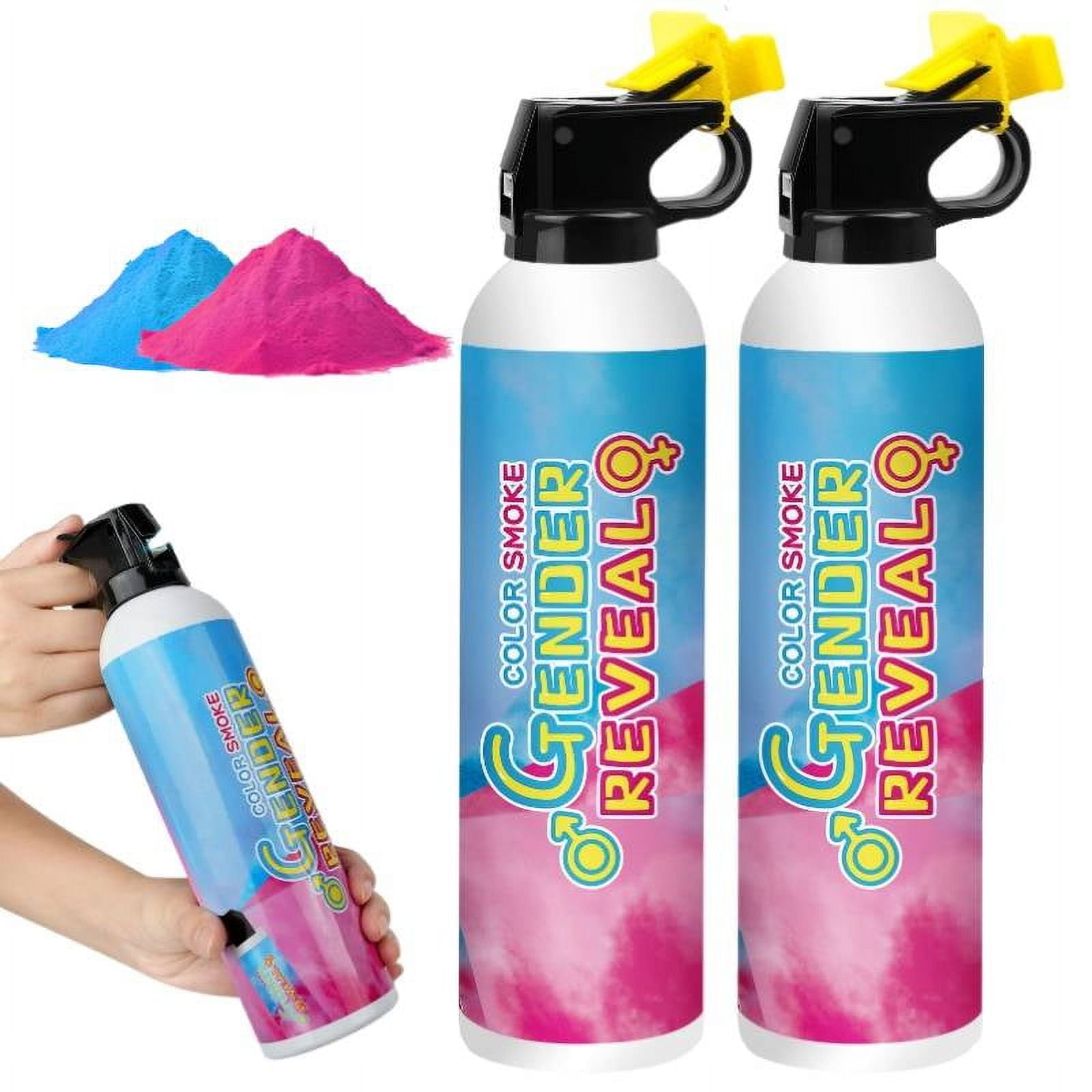 Gender Reveal Confetti Powder Cannon, Boy Blue and Girl Pink Gender Reveal Poppers - He or She Smoke Bomb Baby Shower Baby Party Decorations Supplies Sticks 2PACK PINK