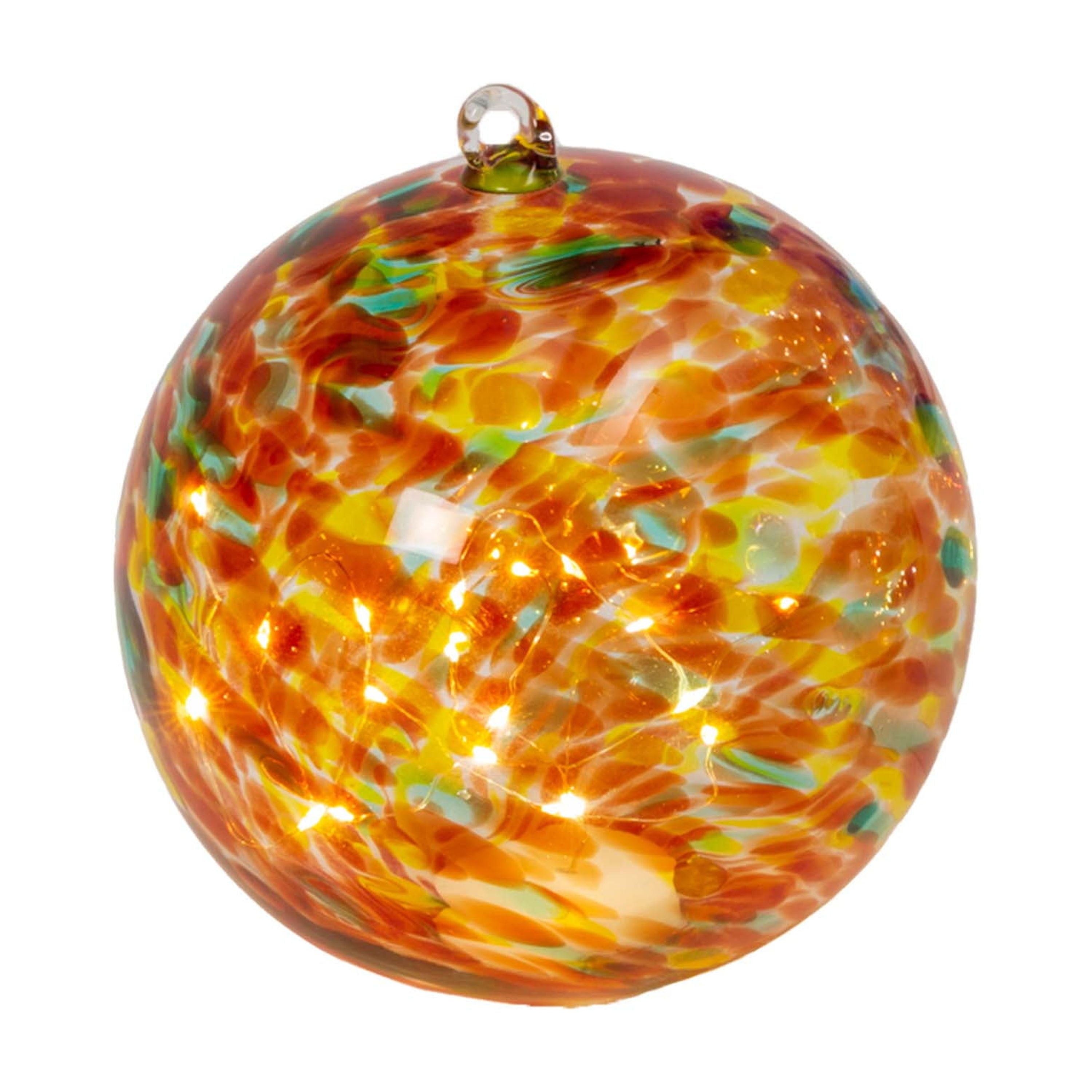 Elegant 5.75 Inch Amber Illuminating Hand Blown Glass Sphere